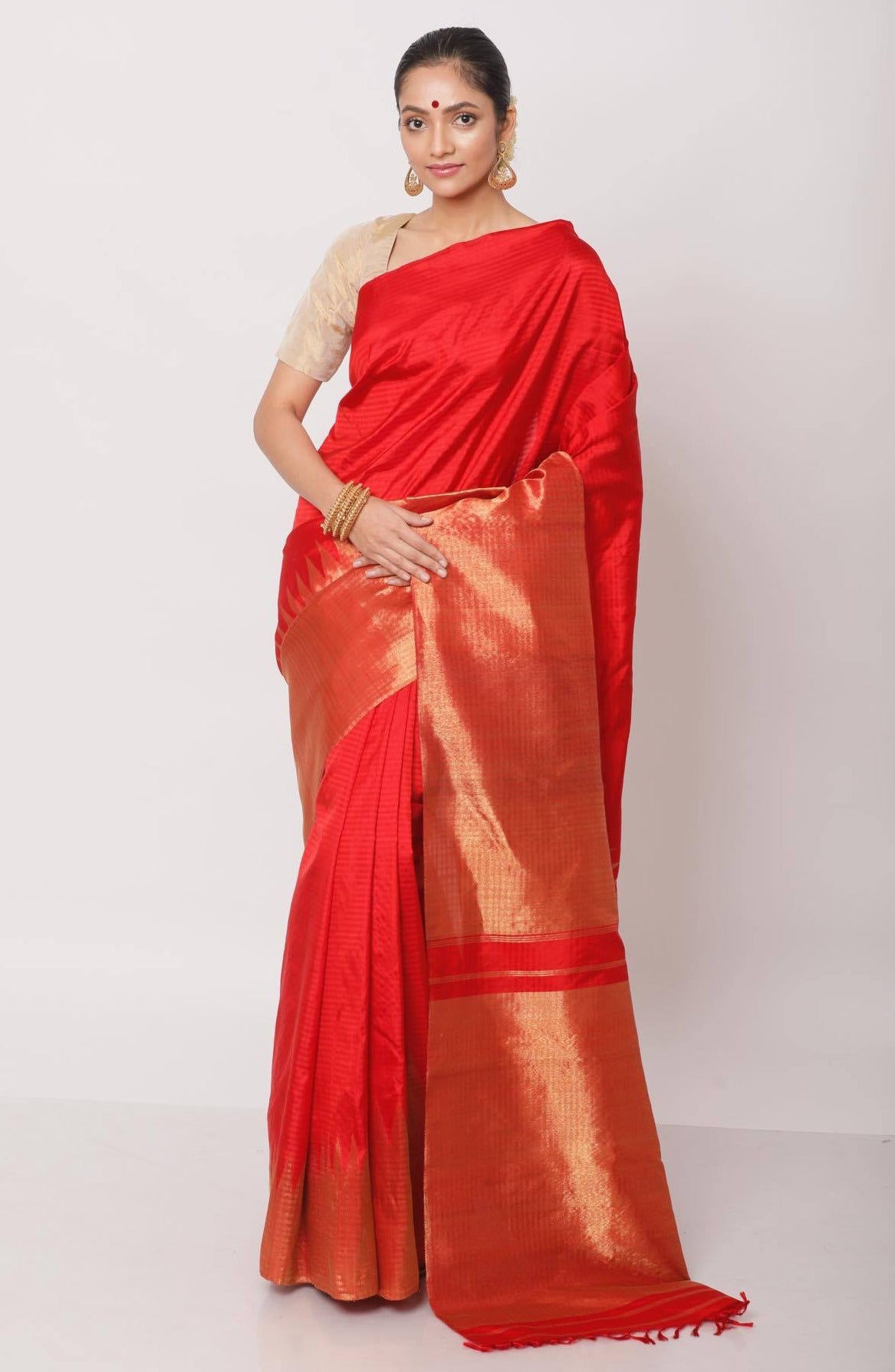 Gulab Red Kanjiveram silk saree