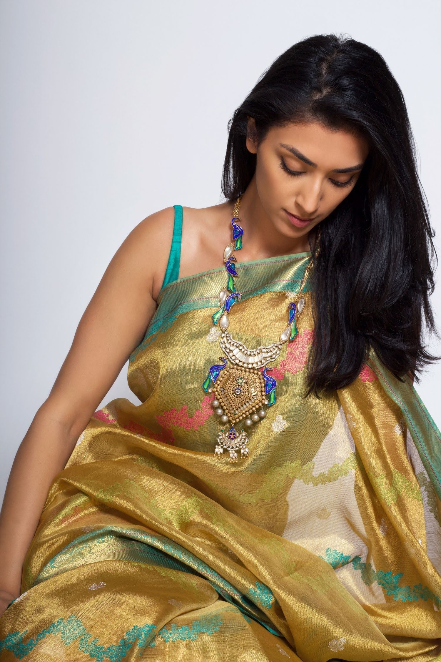 Silver Gold Plated Mayuri Necklace