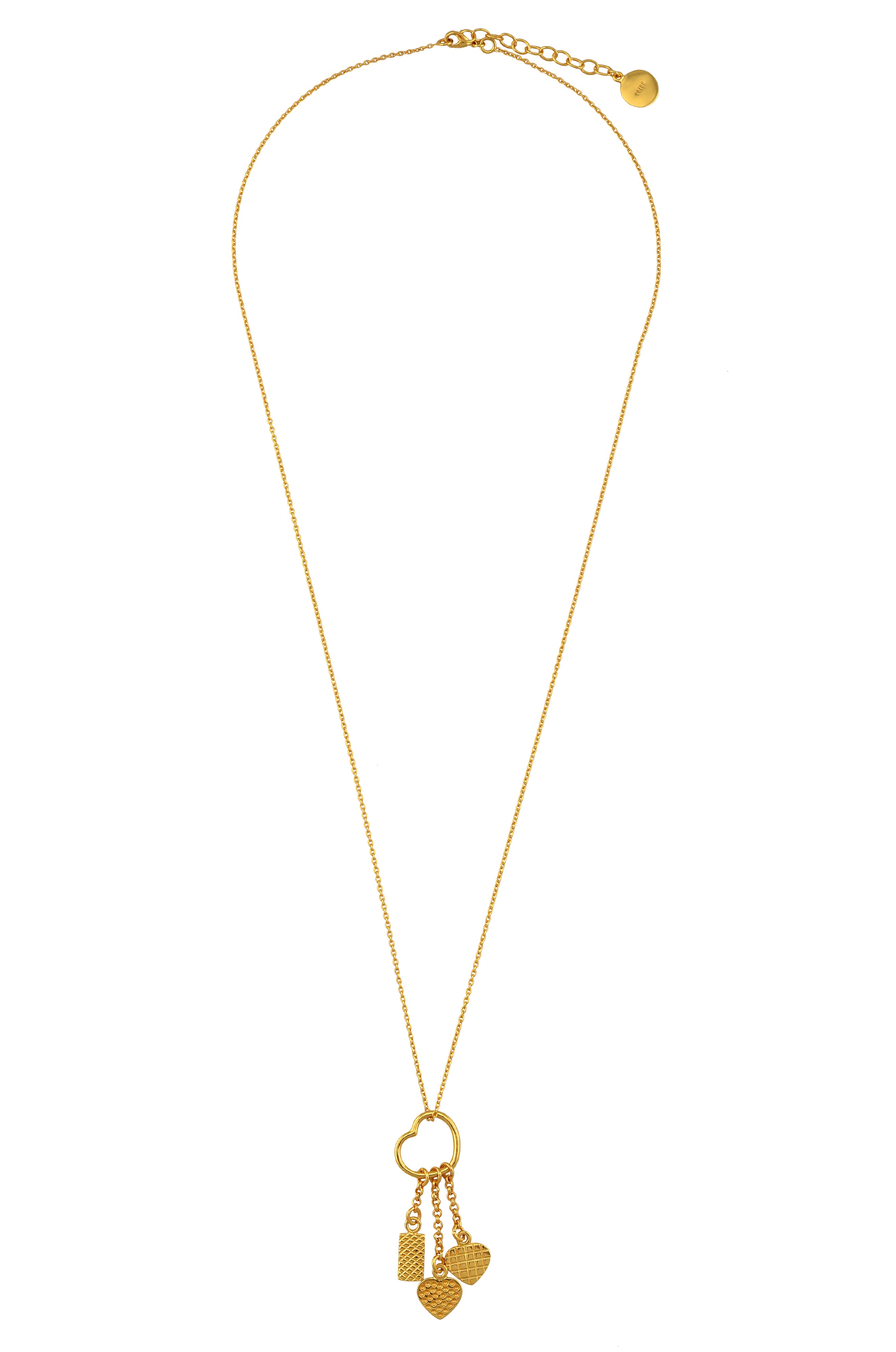Gold Plated Heart Charm Drop Long Pendant