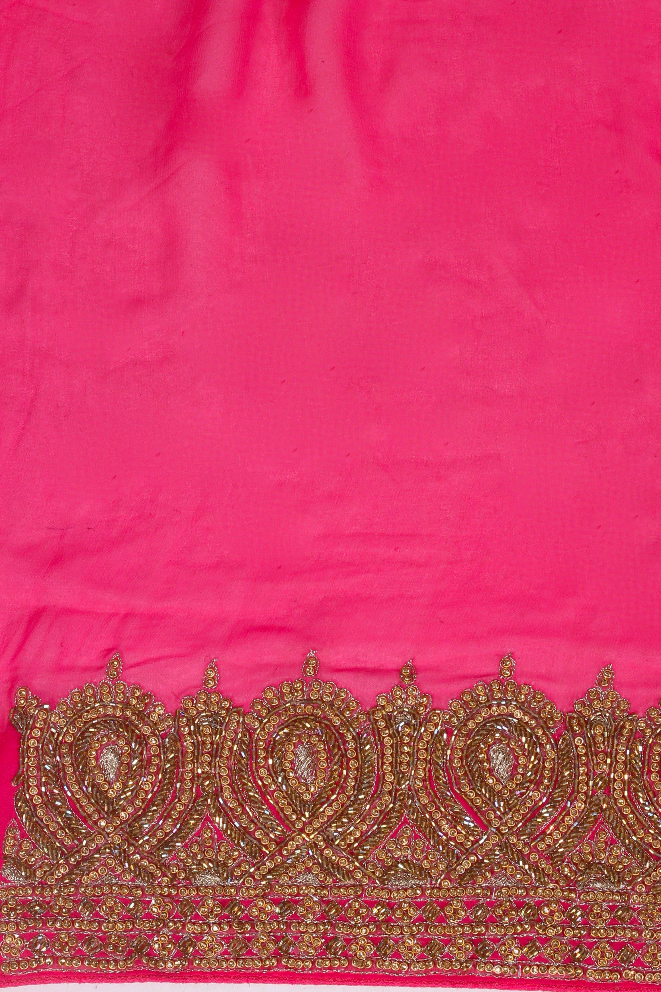 Pink georgette saree