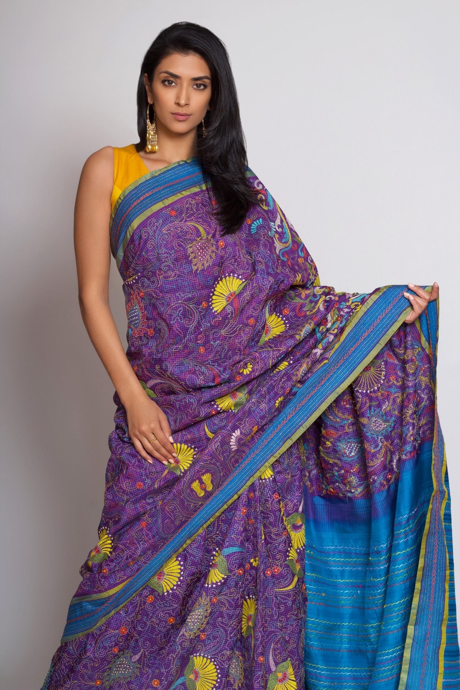 Kanjiveram Kantha Saree
