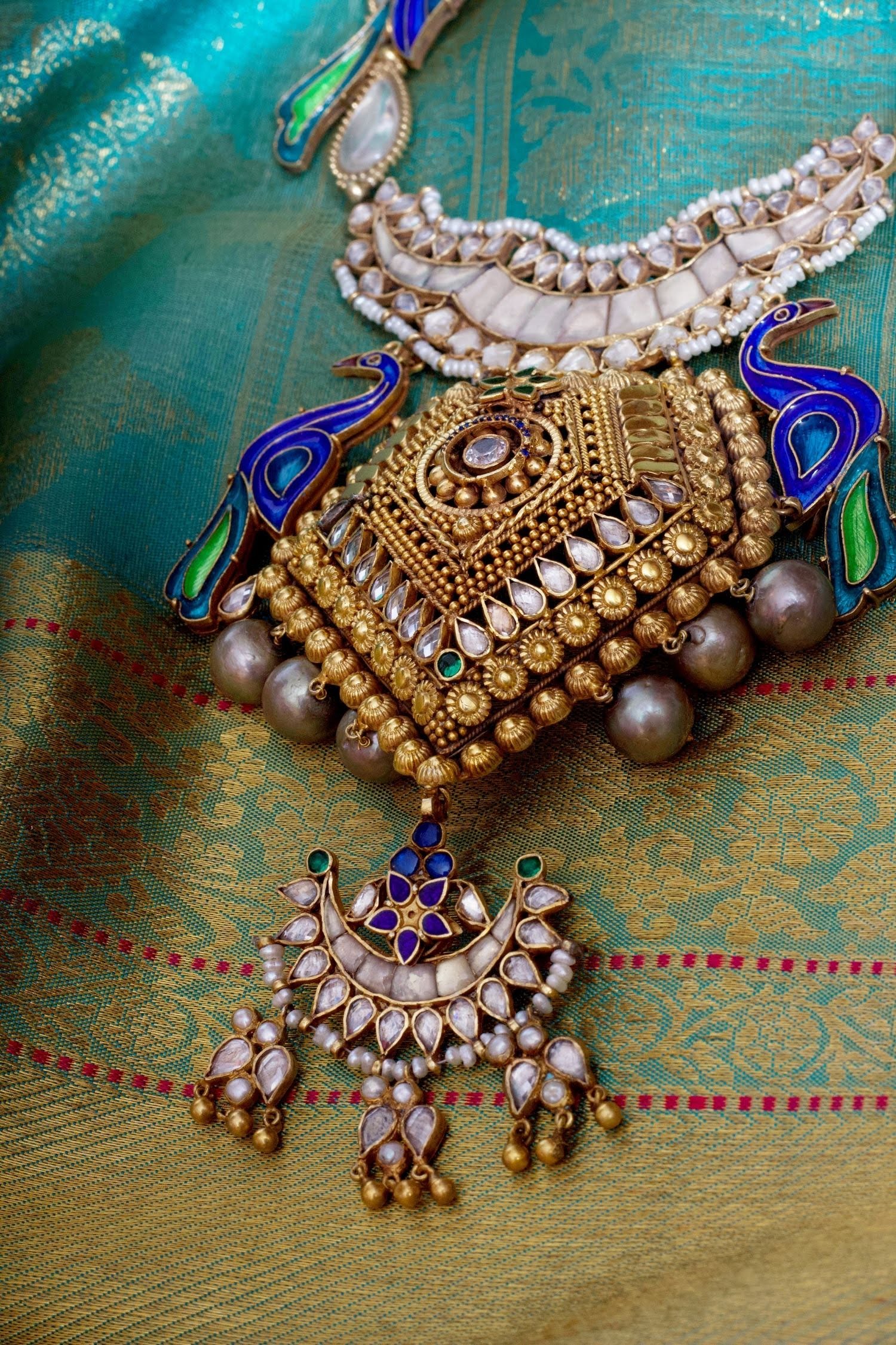 Silver Gold Plated Mayuri Necklace