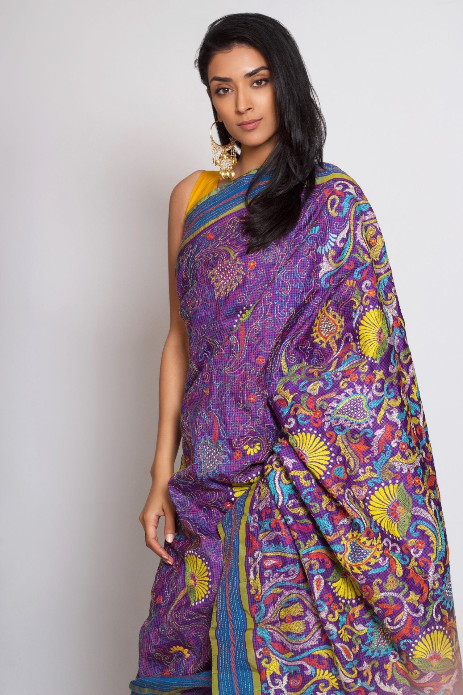 Kanjiveram Kantha Saree