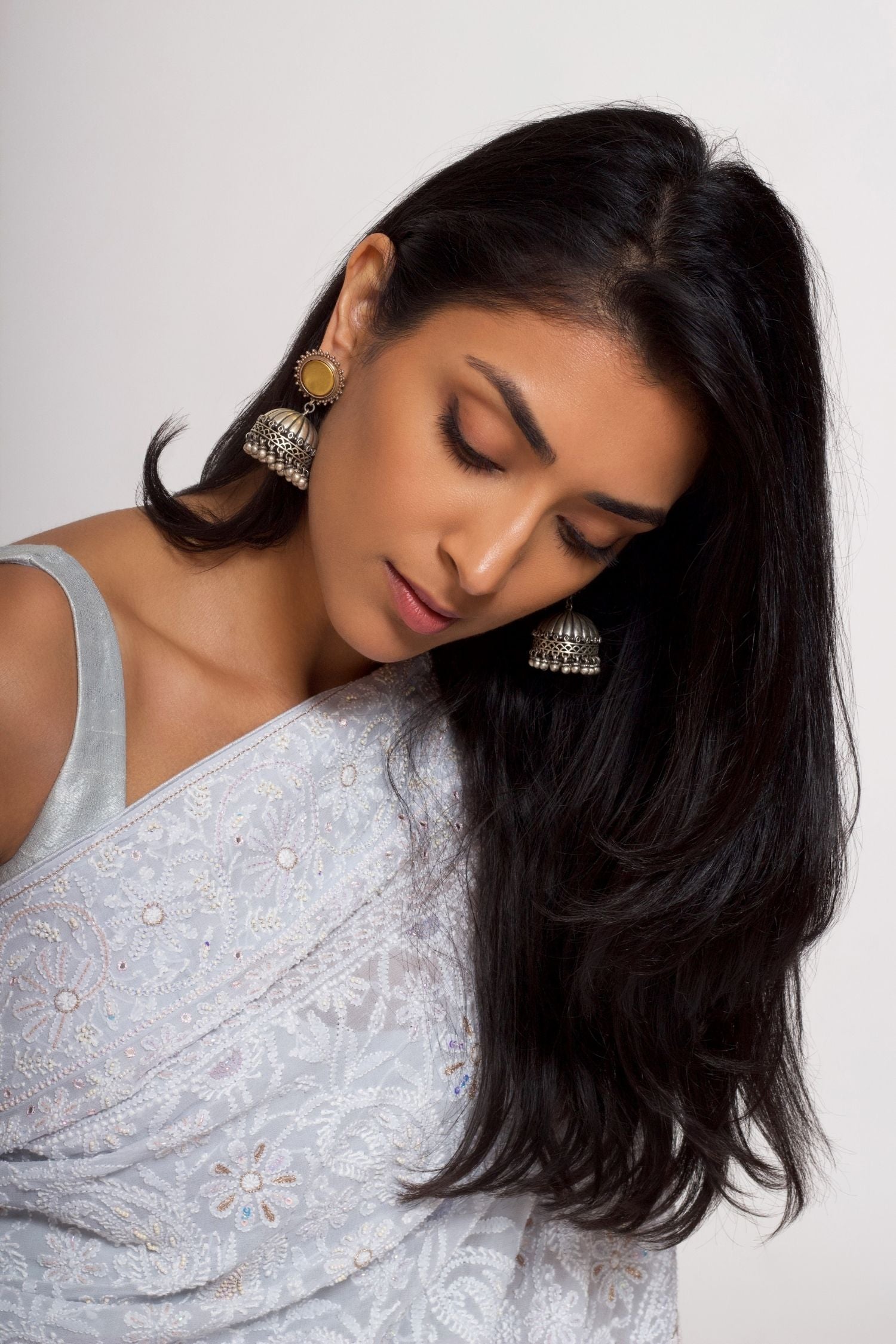 Powder Blue Chikankari saree