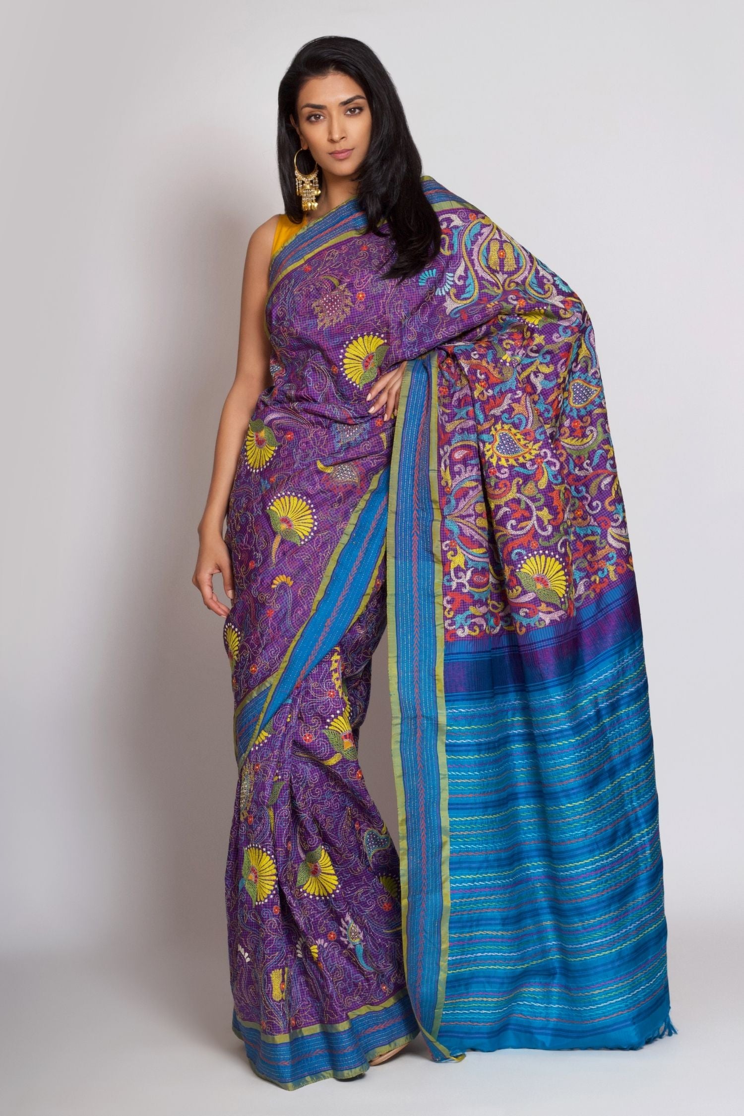 Kanjiveram Kantha Saree