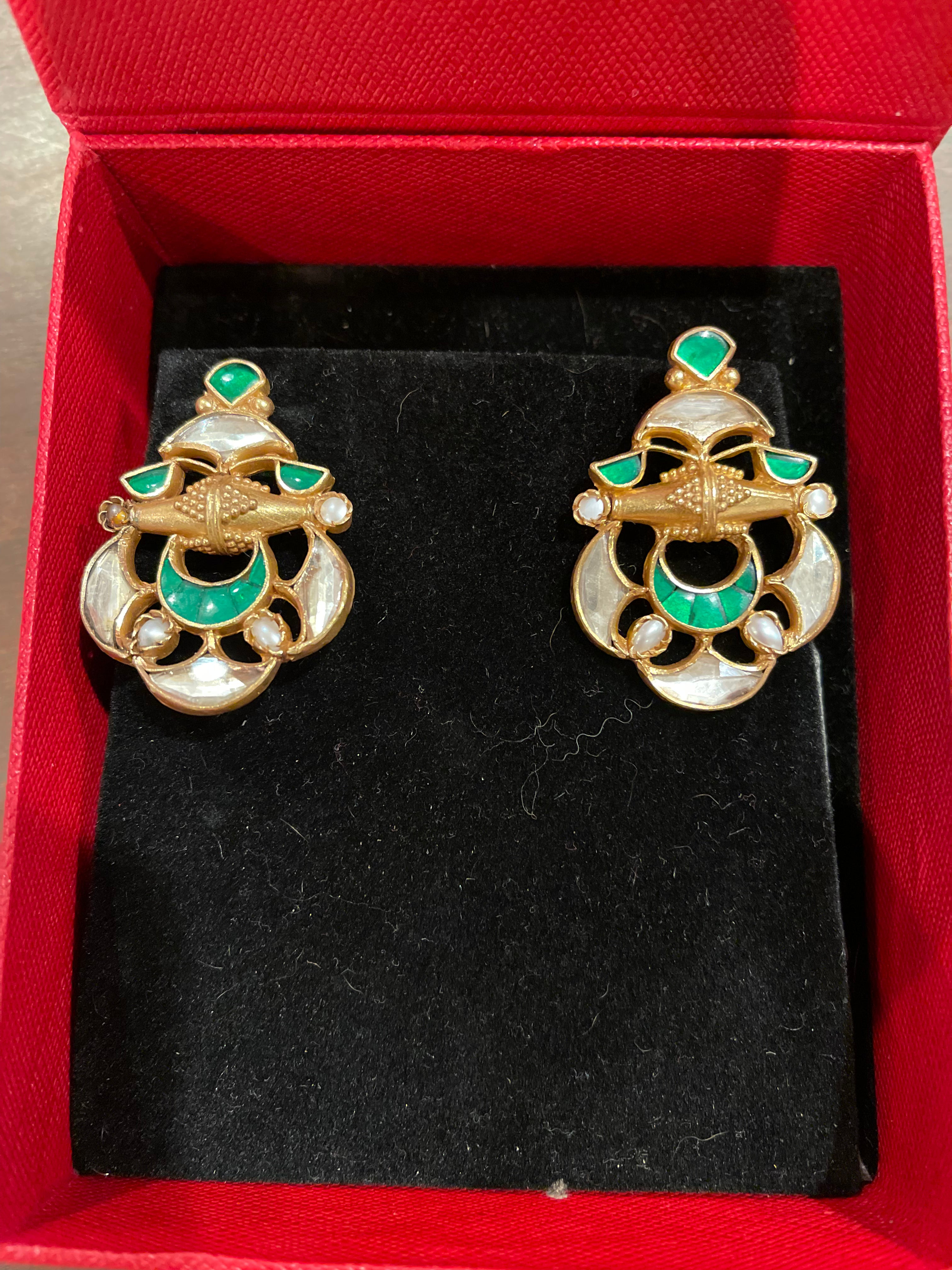 Silver Gold Plated Glass Earrings