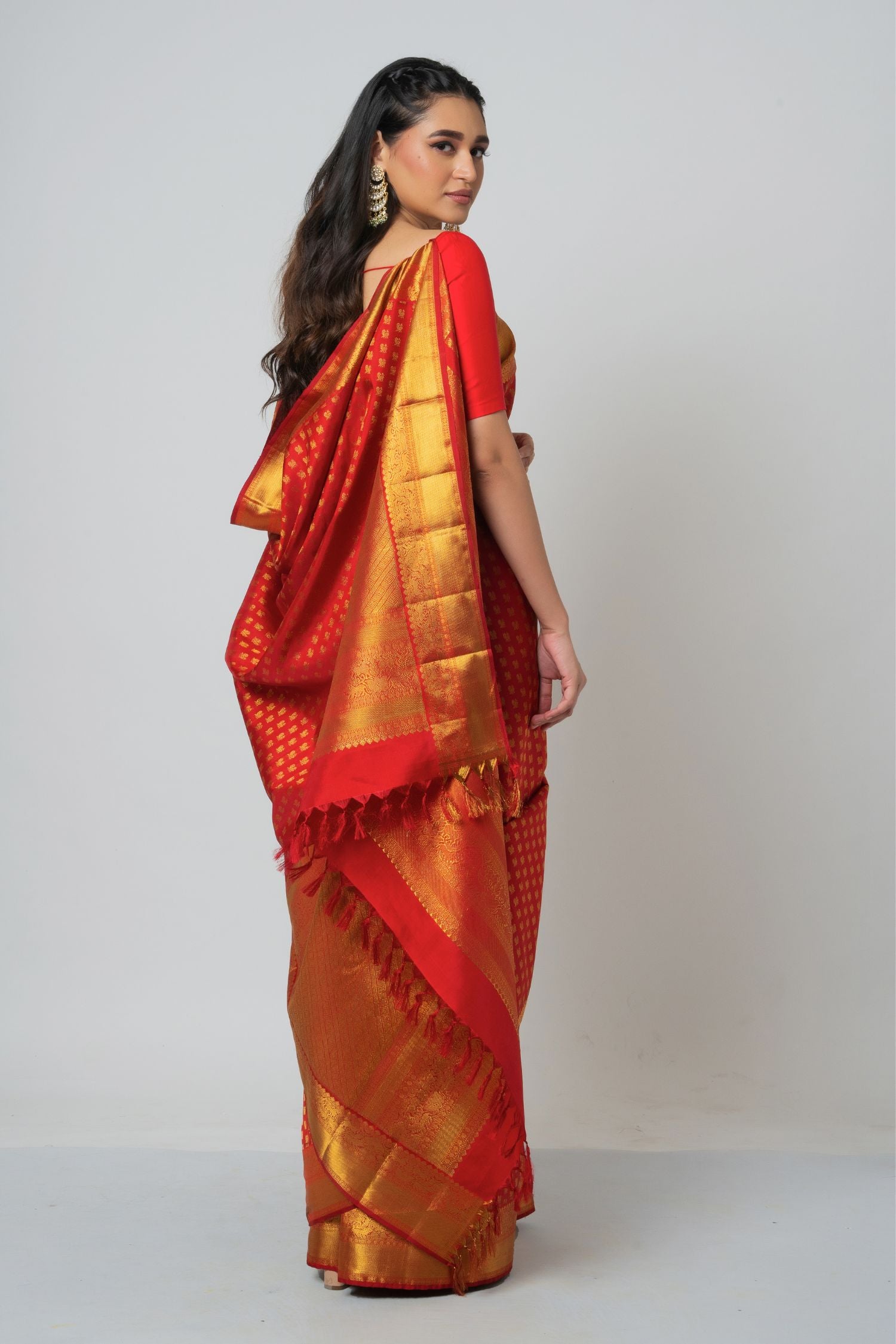 Red Buti Kanjiveram Saree