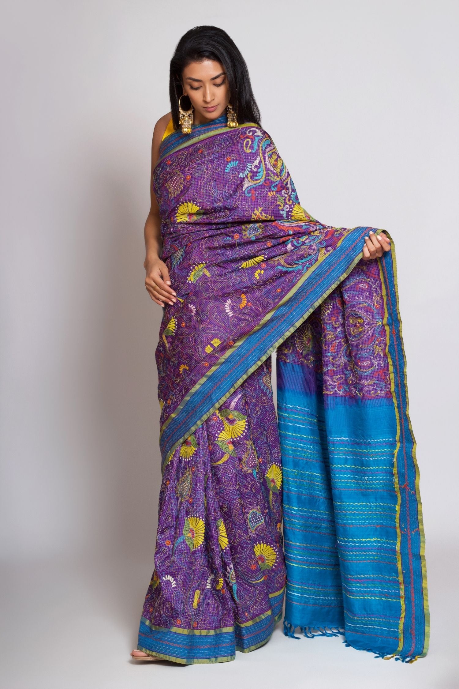 Kanjiveram Kantha Saree