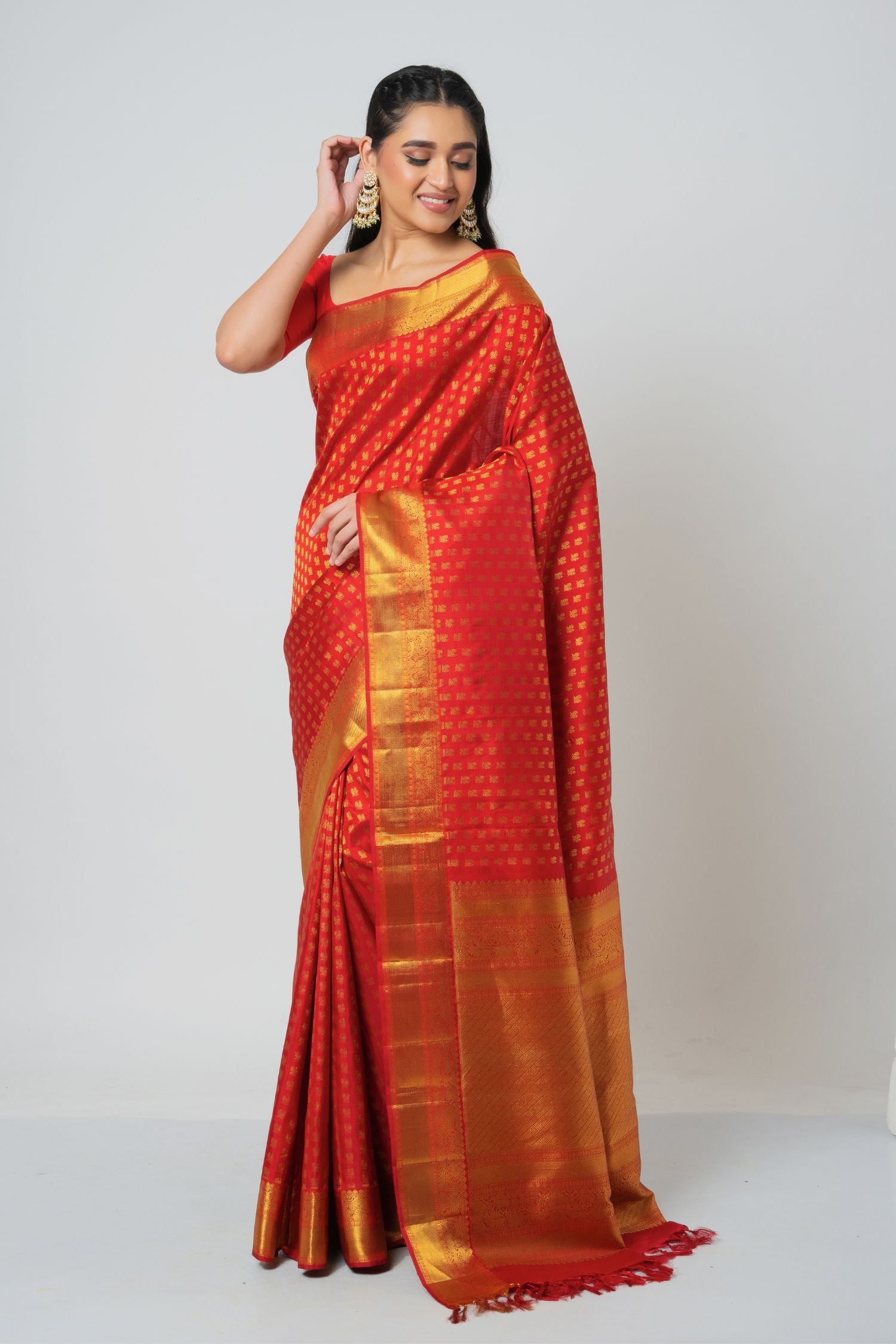 Red Buti Kanjiveram Saree