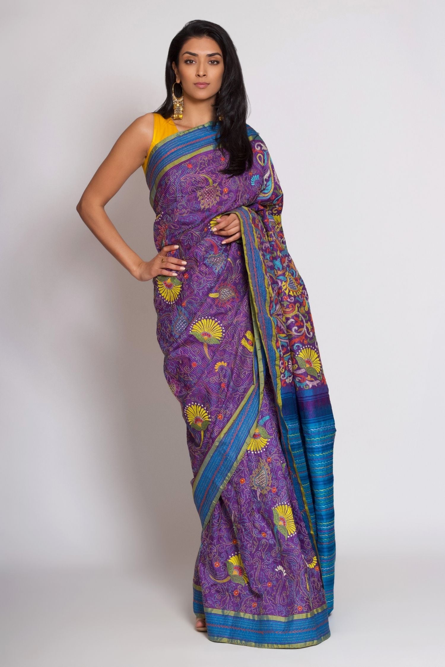 Kanjiveram Kantha Saree