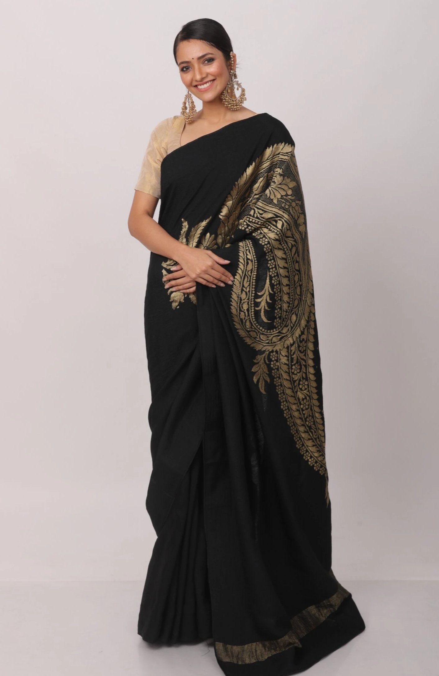 Black Muga Silk Saree