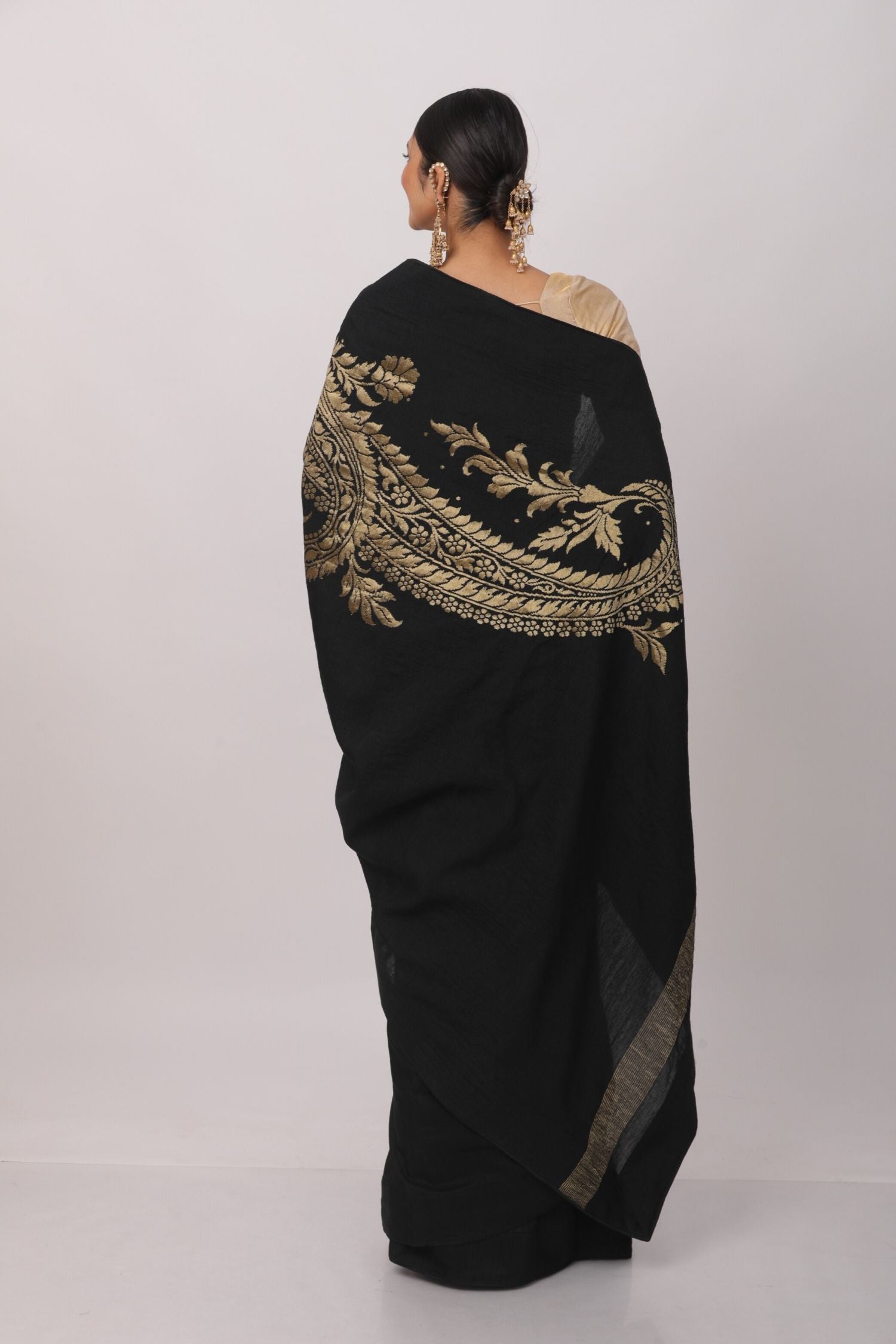 Black Muga Silk Saree