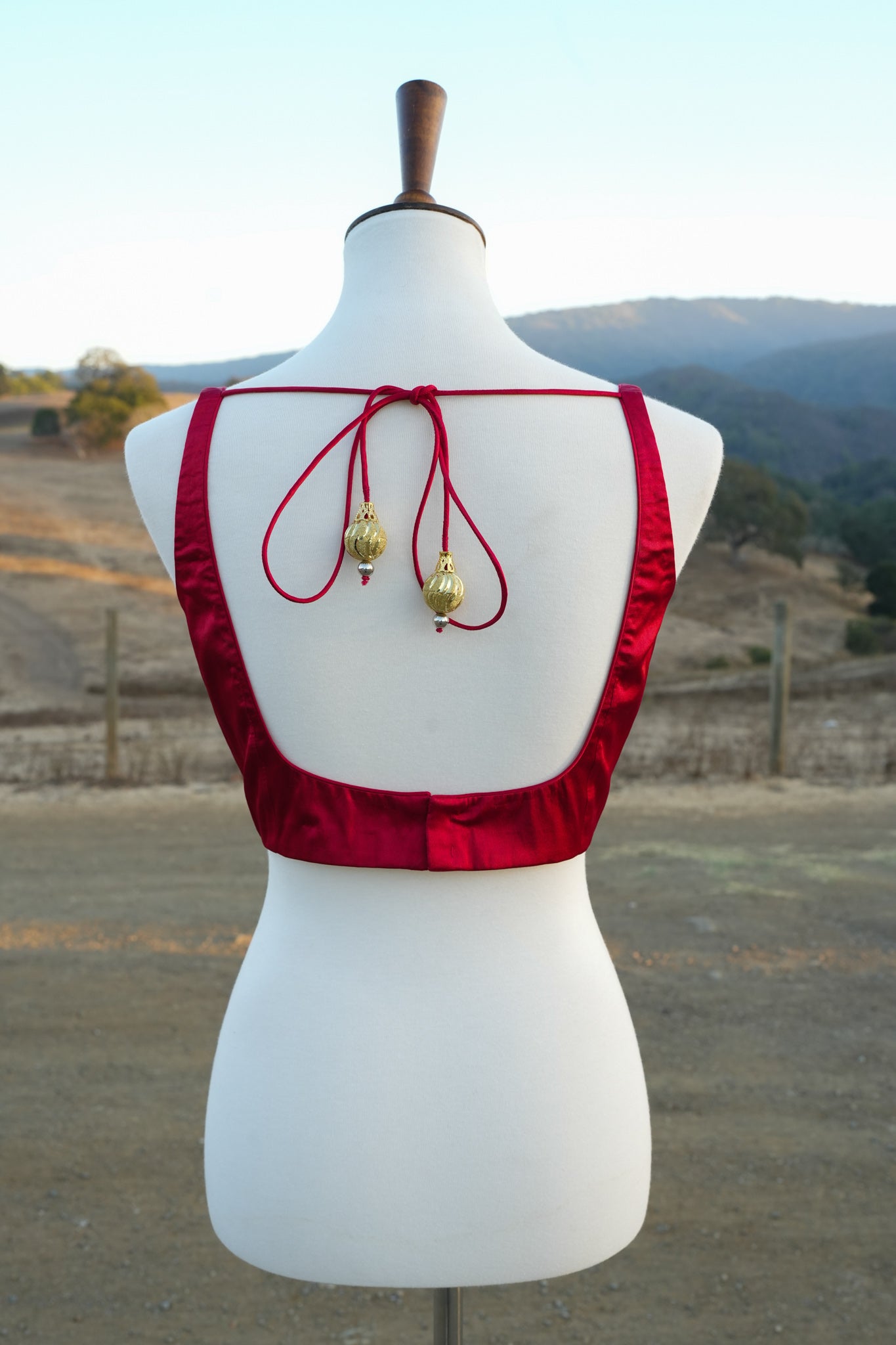 Red Satin Couture Blouse