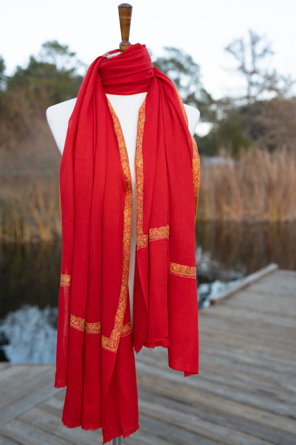 Red and Gold Pashmina Shawl