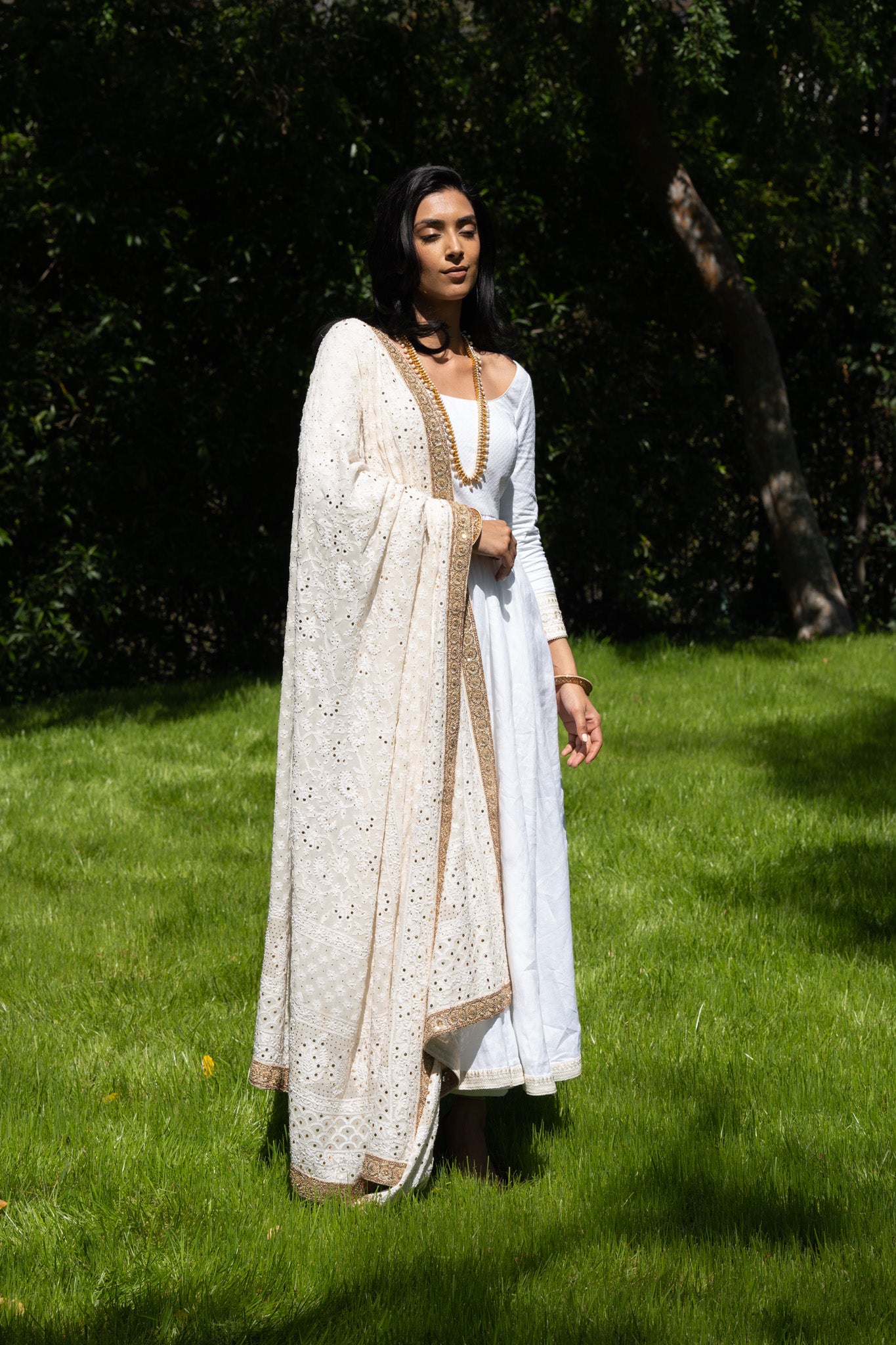 Ivory Chikankari Dupatta