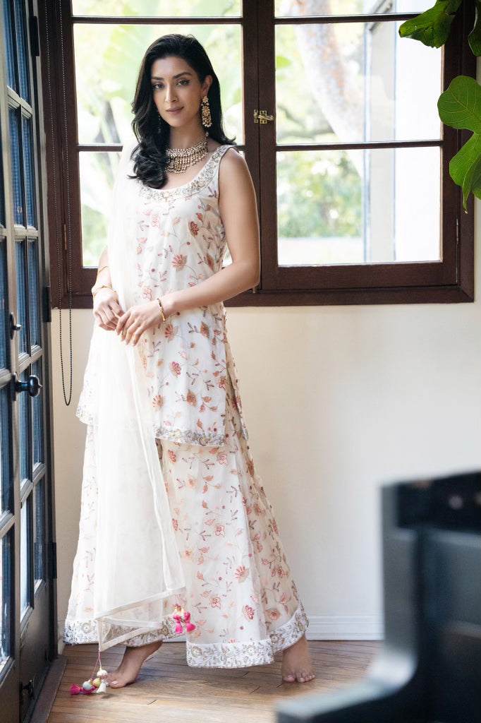 Embroidered sharara set