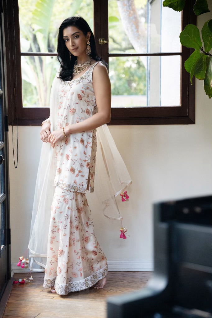 Embroidered sharara set