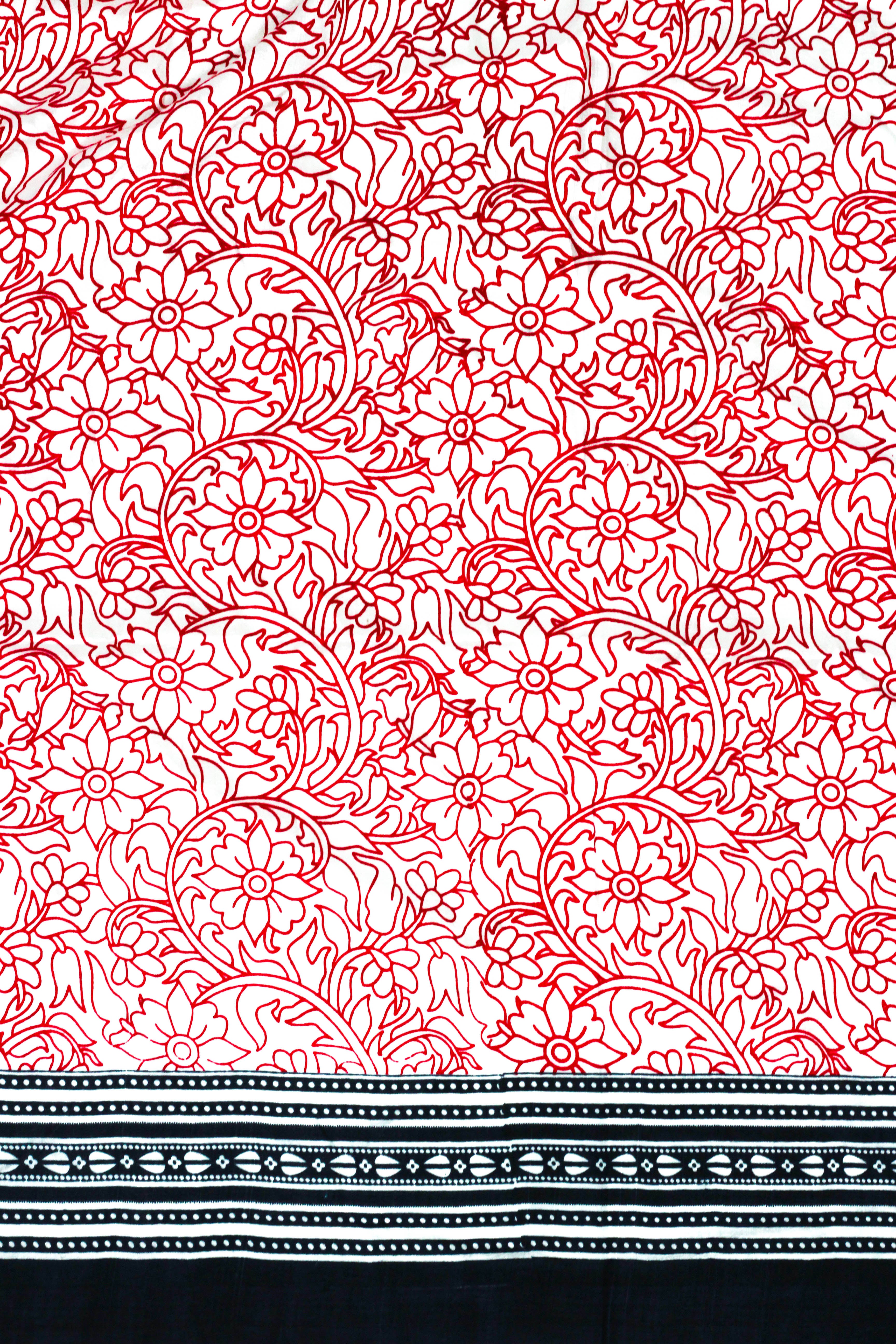 Red and Black Silk Saree