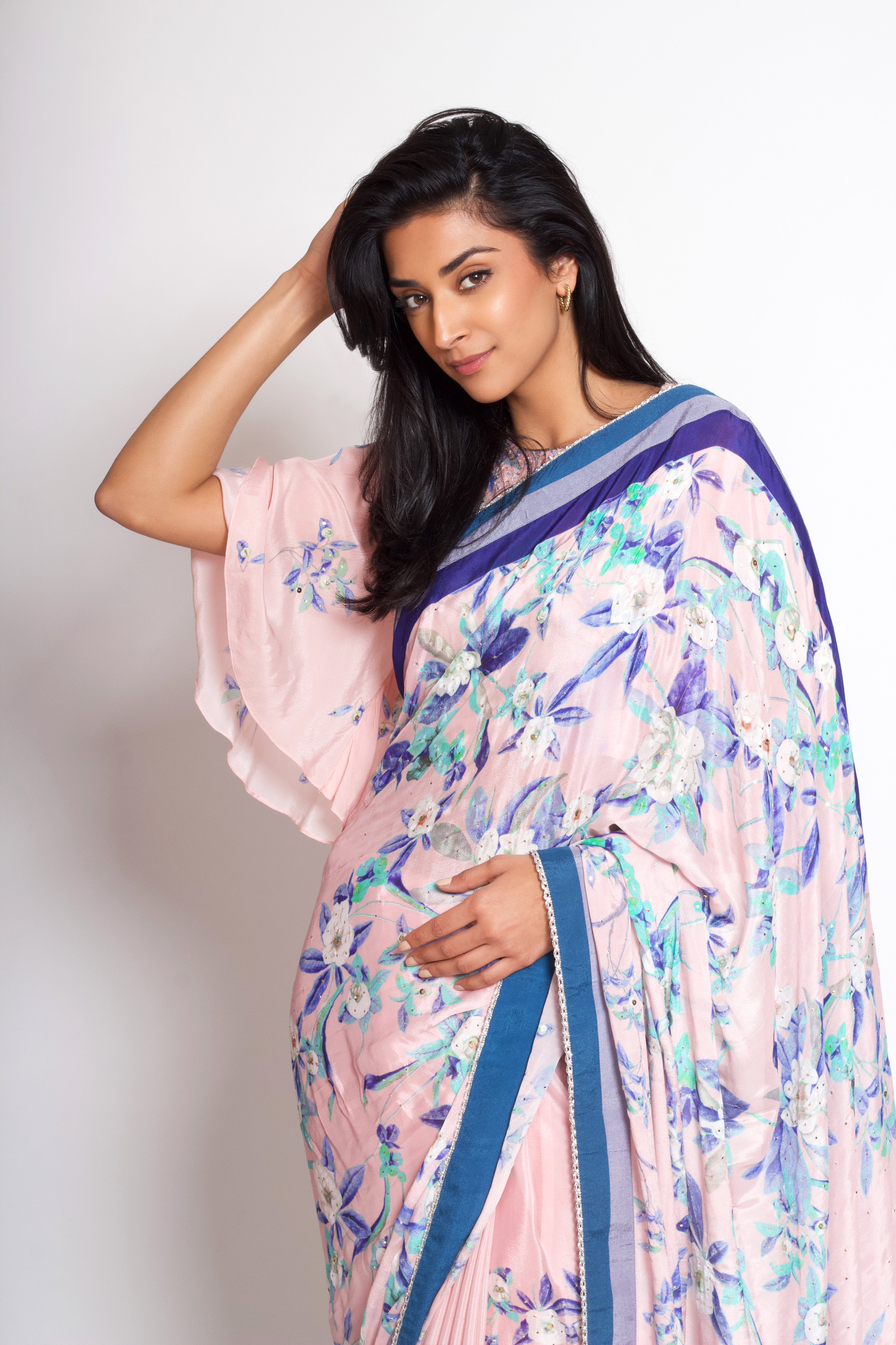 Ritu Kumar Pink Printed Georgette Saree with Blouse