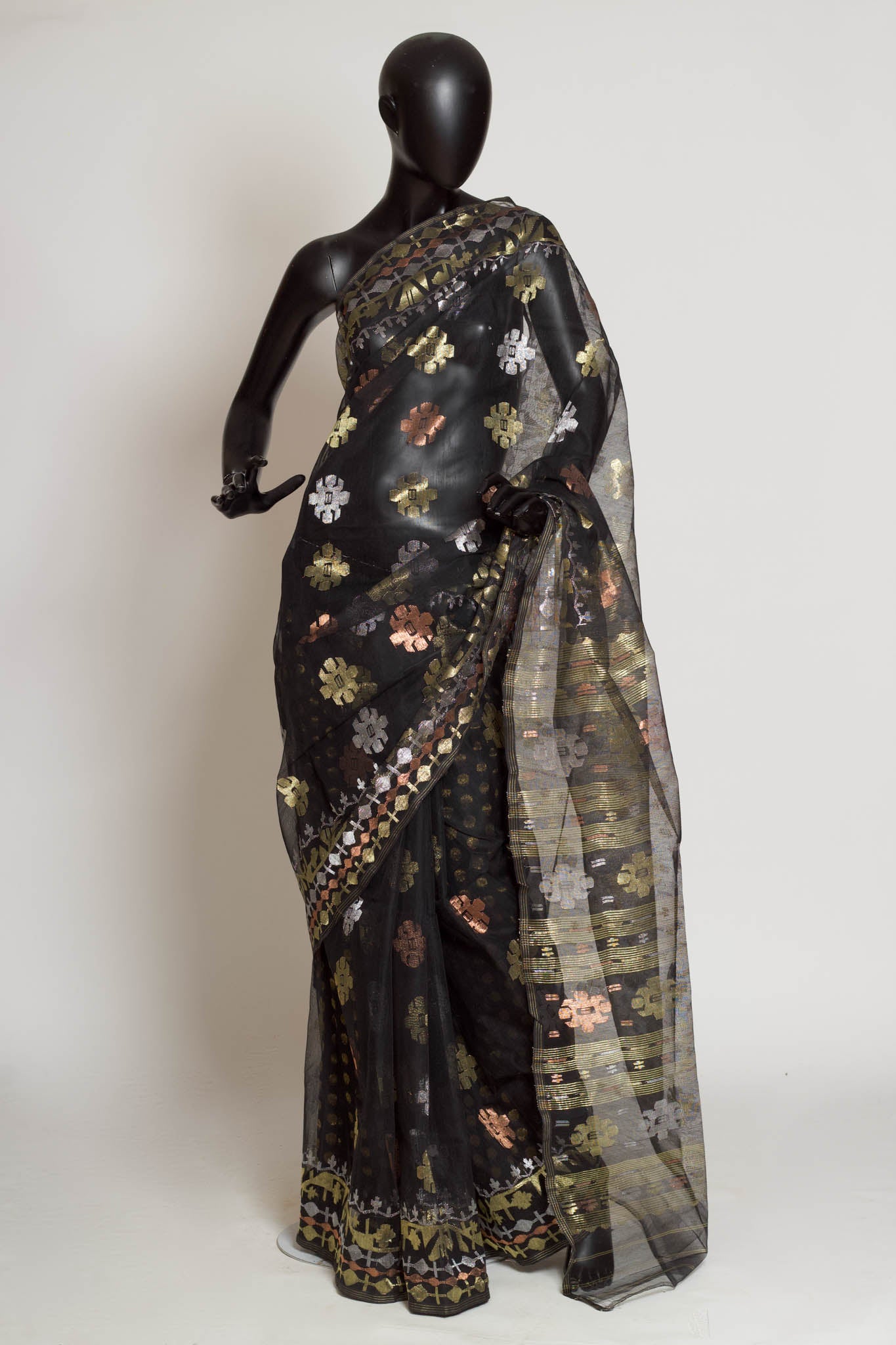 Black Heirloom Jamdani saree