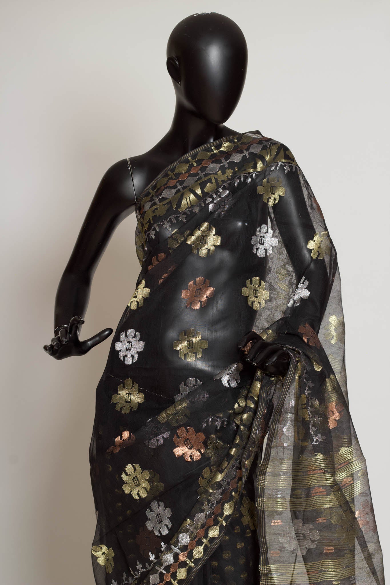 Black Heirloom Jamdani saree