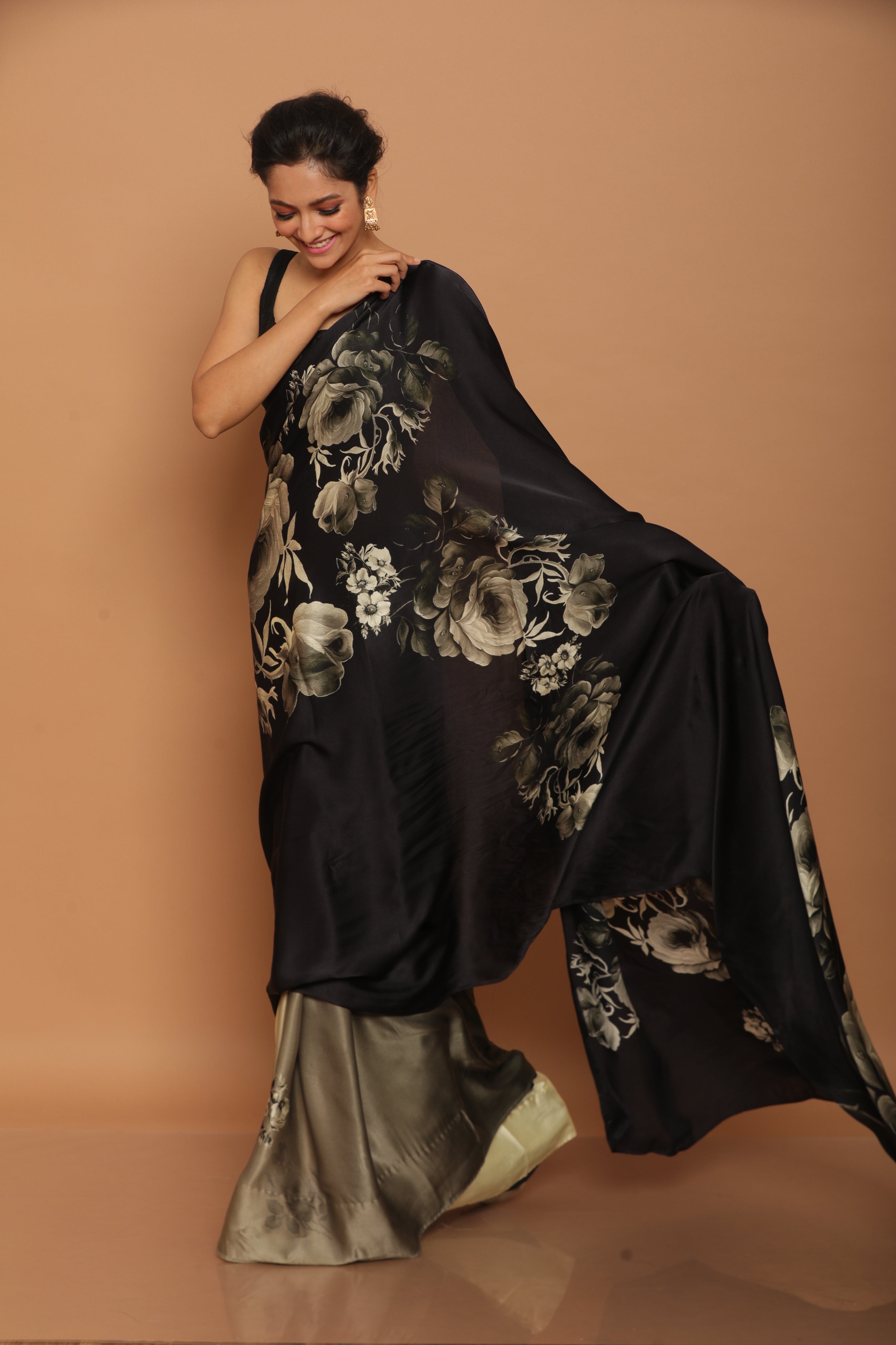The Knife Flower Satin Saree
