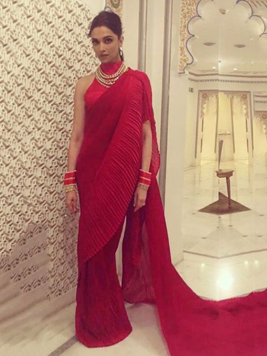 Deepika Red Halter Neck Couture Blouse