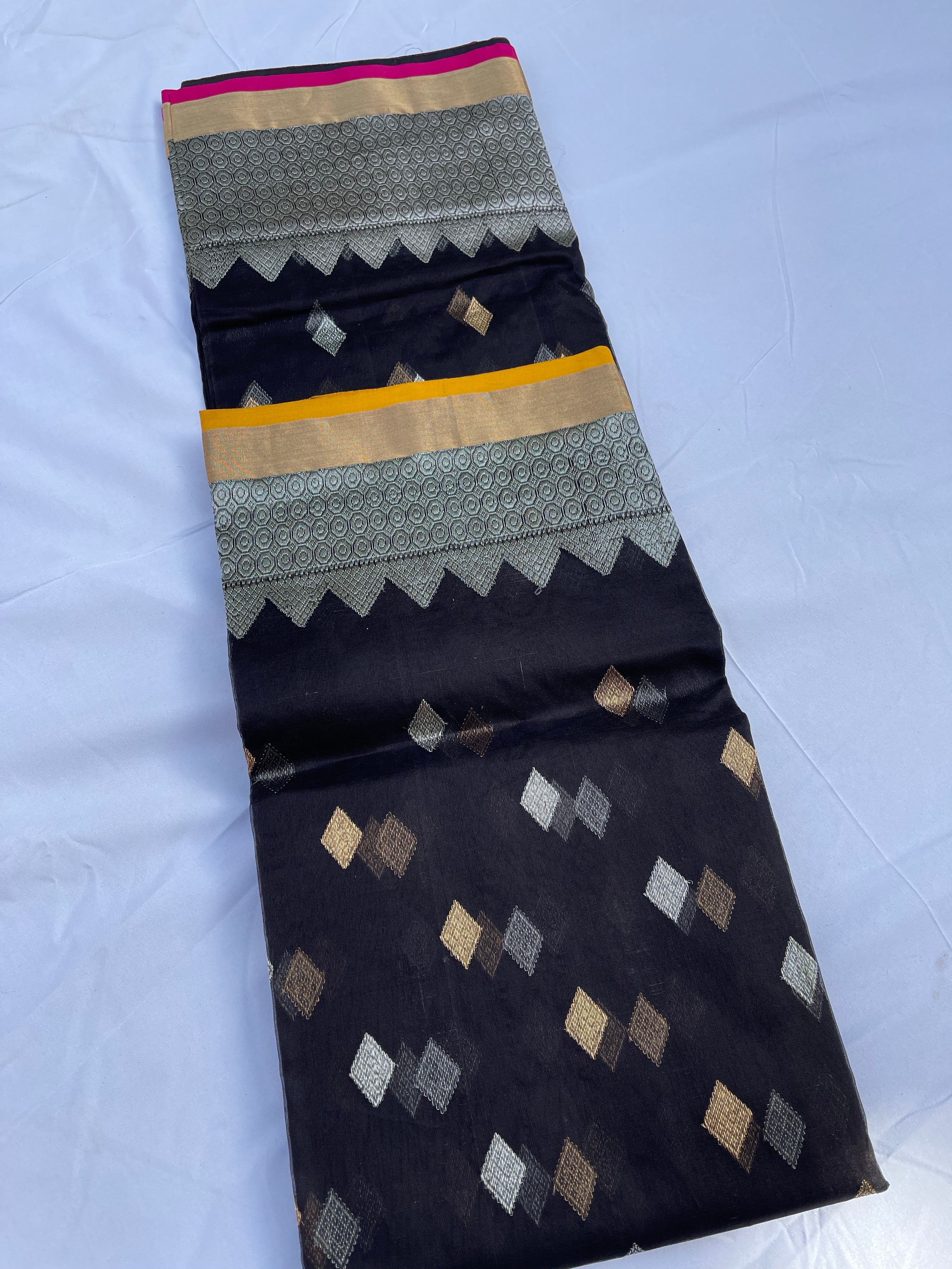 Black Chanderi saree