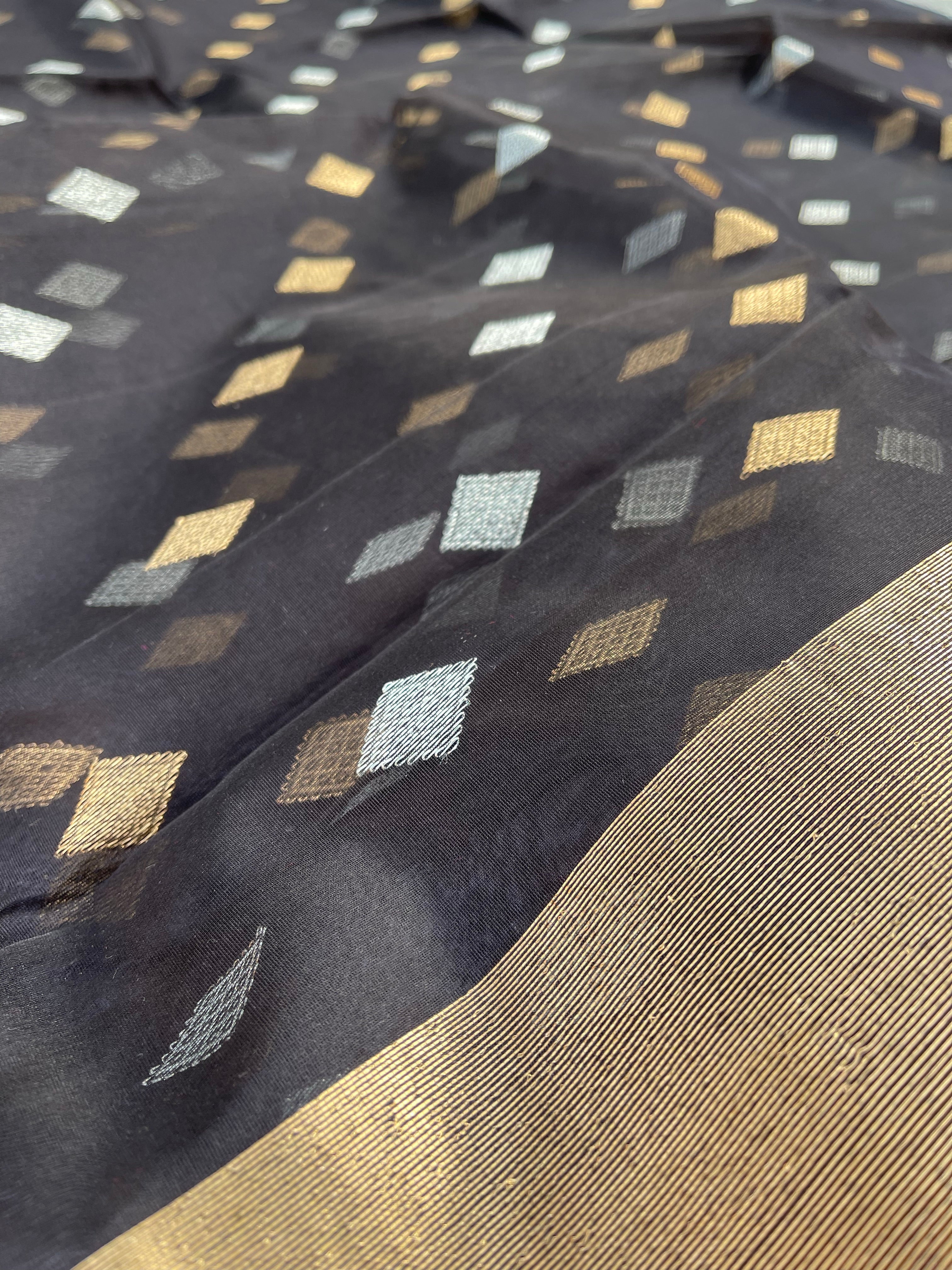 Black Chanderi saree