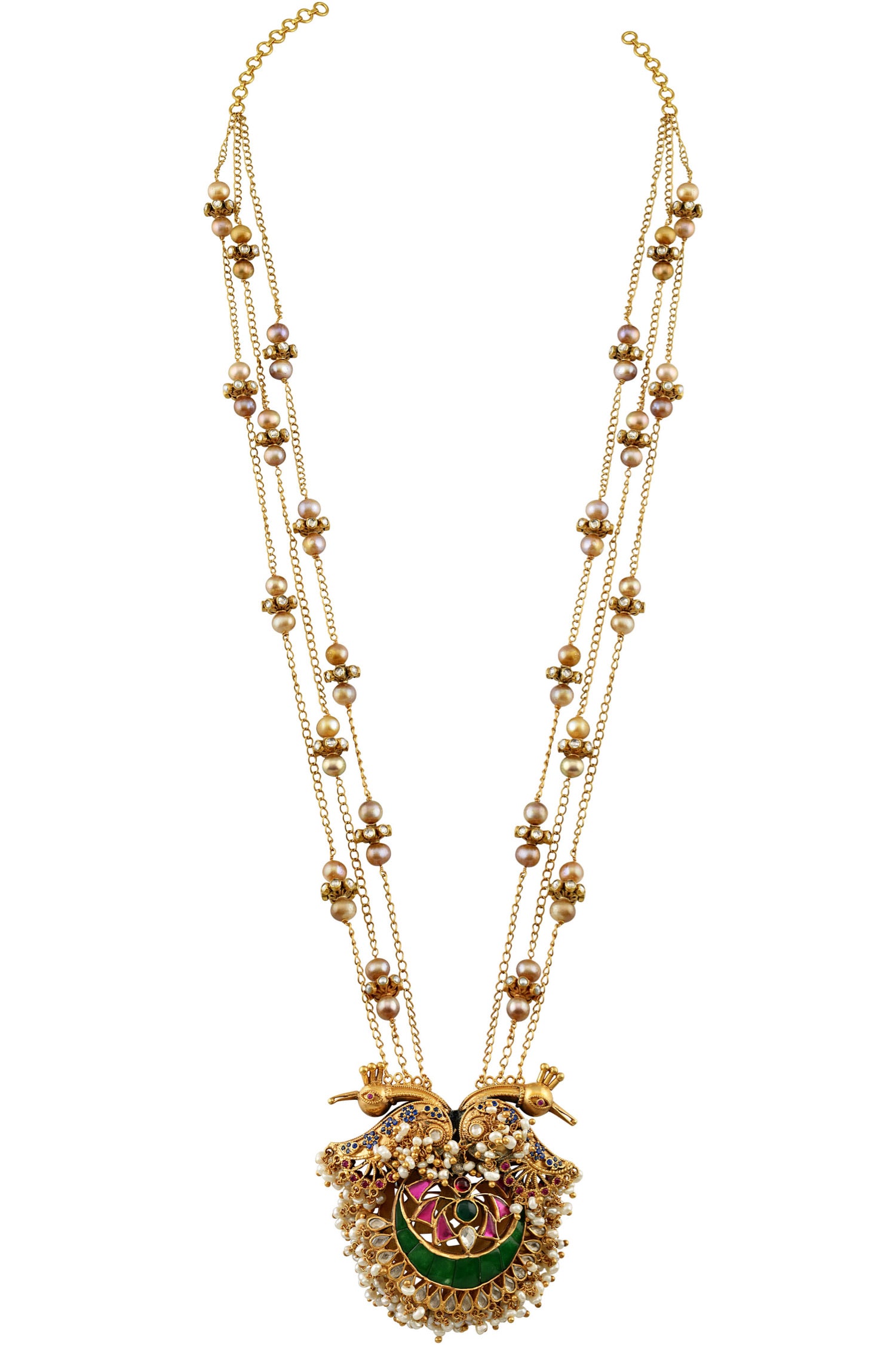 Silver Gold plated traditional peacock moon necklace