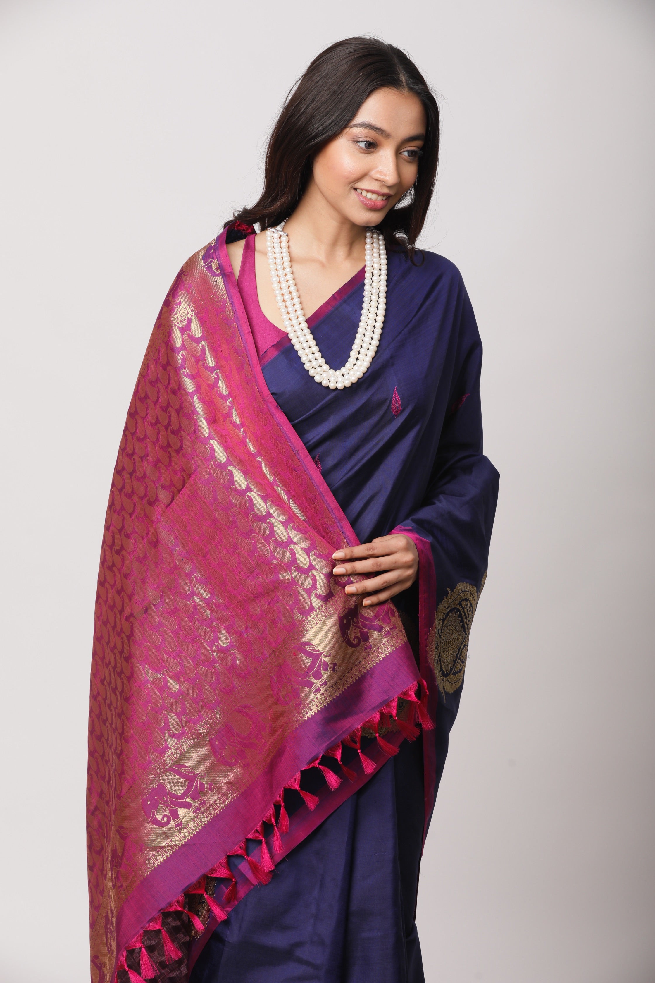 Blue kanjiveram silk saree