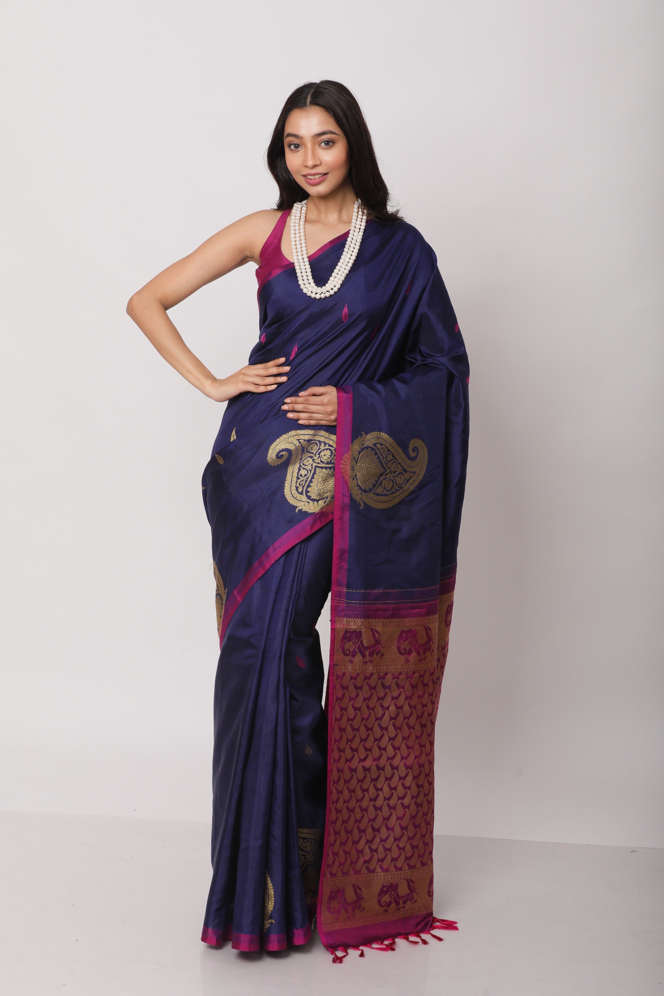 Blue kanjiveram silk saree