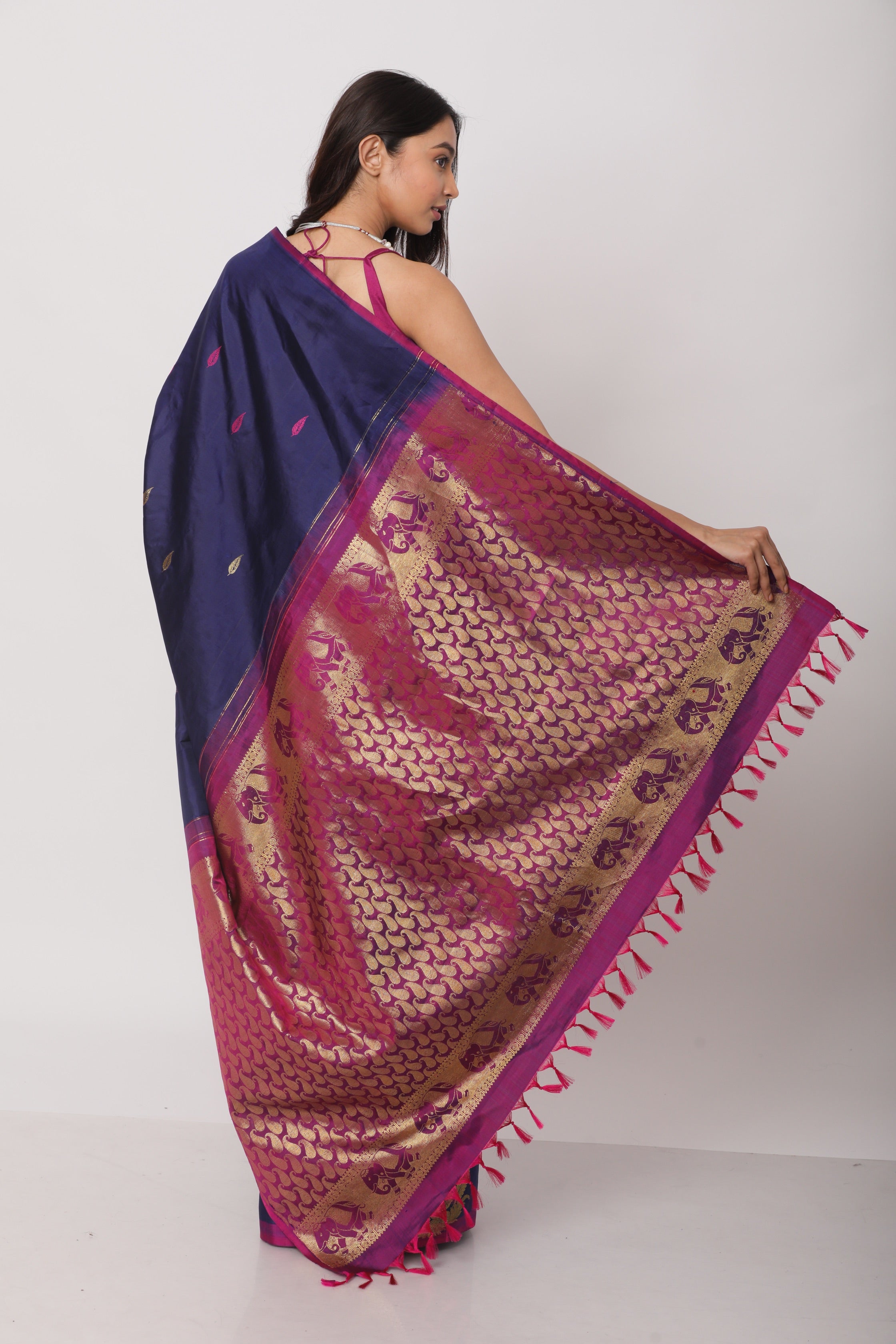 Blue kanjiveram silk saree