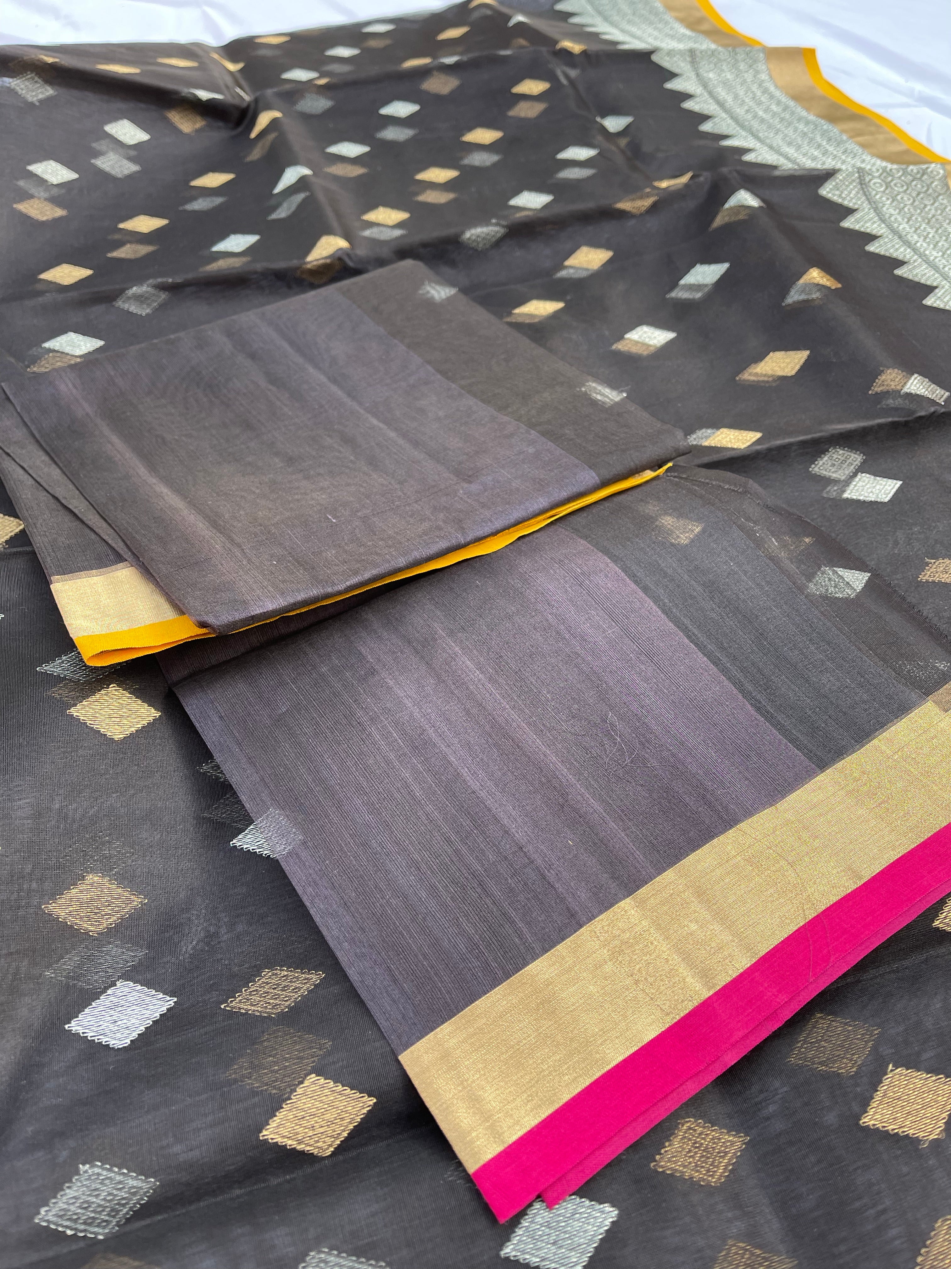 Black Chanderi saree