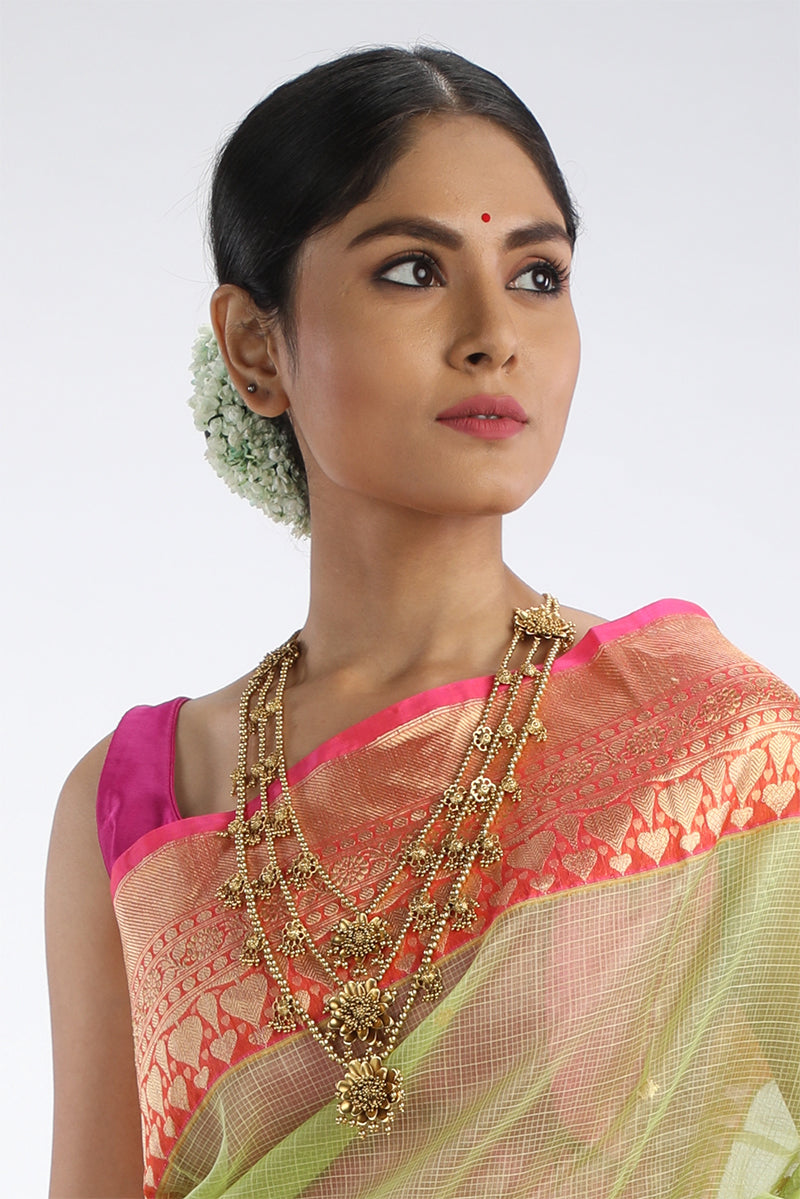 Pink Sleeveless Satin Couture Blouse