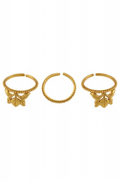 Silver Gold Plated Lotus Stacking Rings