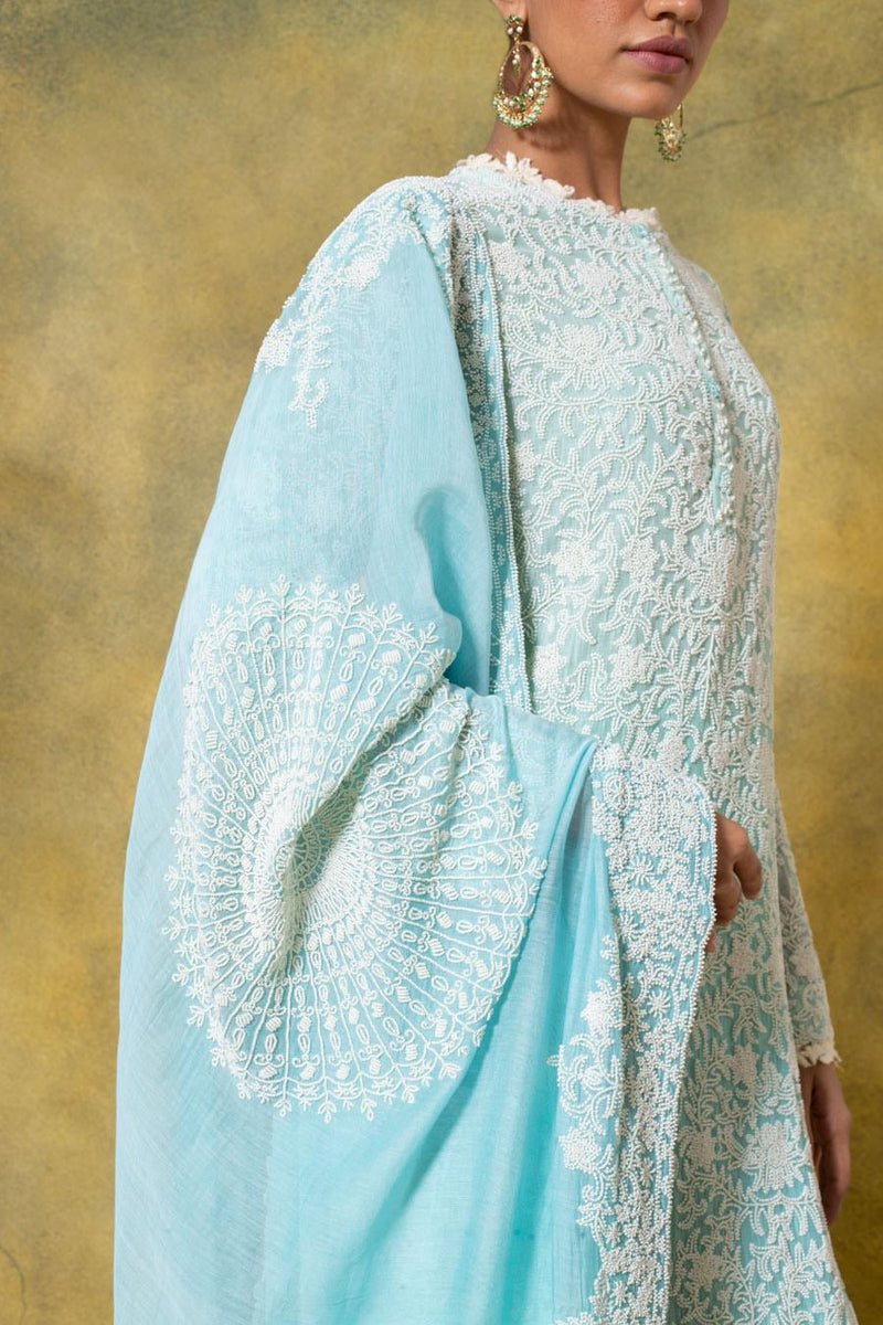 Anamika Khanna Powder Blue Hand Embroidered Kurta Set