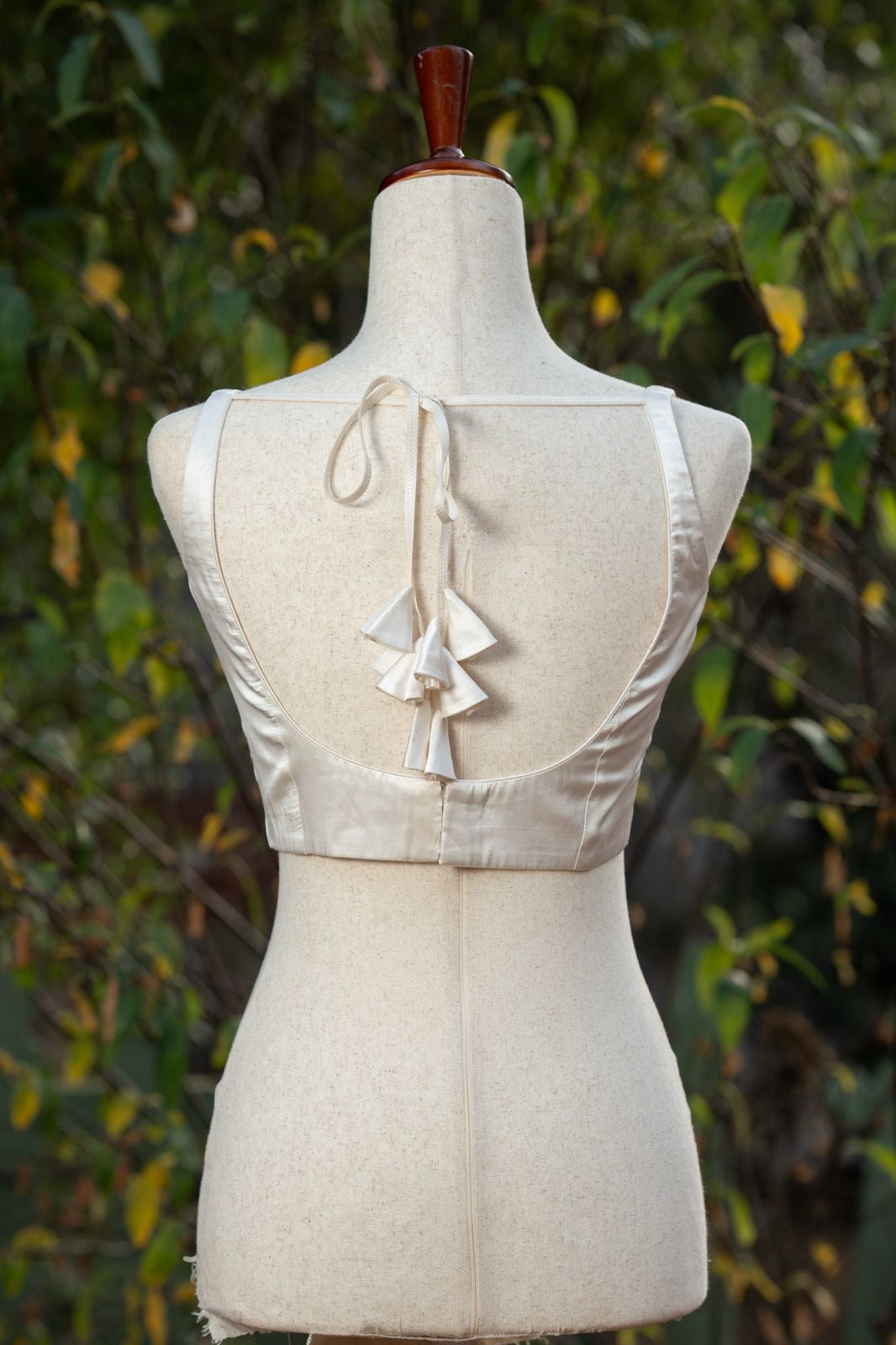 White Satin Silk V Neck Blouse