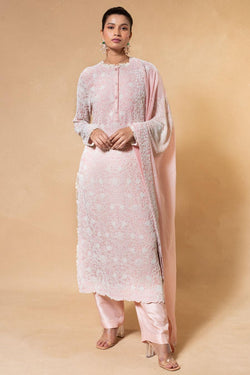 Anamika Khanna Blush Pink Hand Embroidered Kurta Set