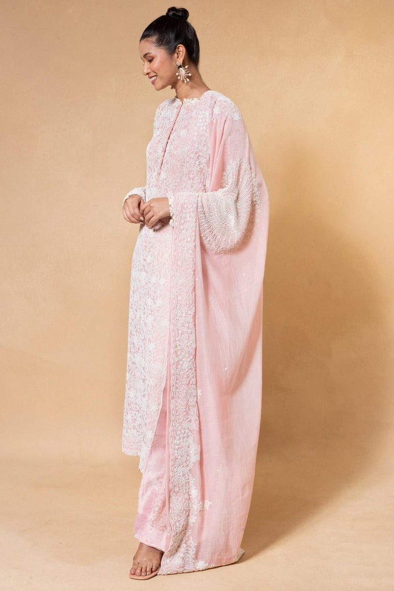 Anamika Khanna Blush Pink Hand Embroidered Kurta Set