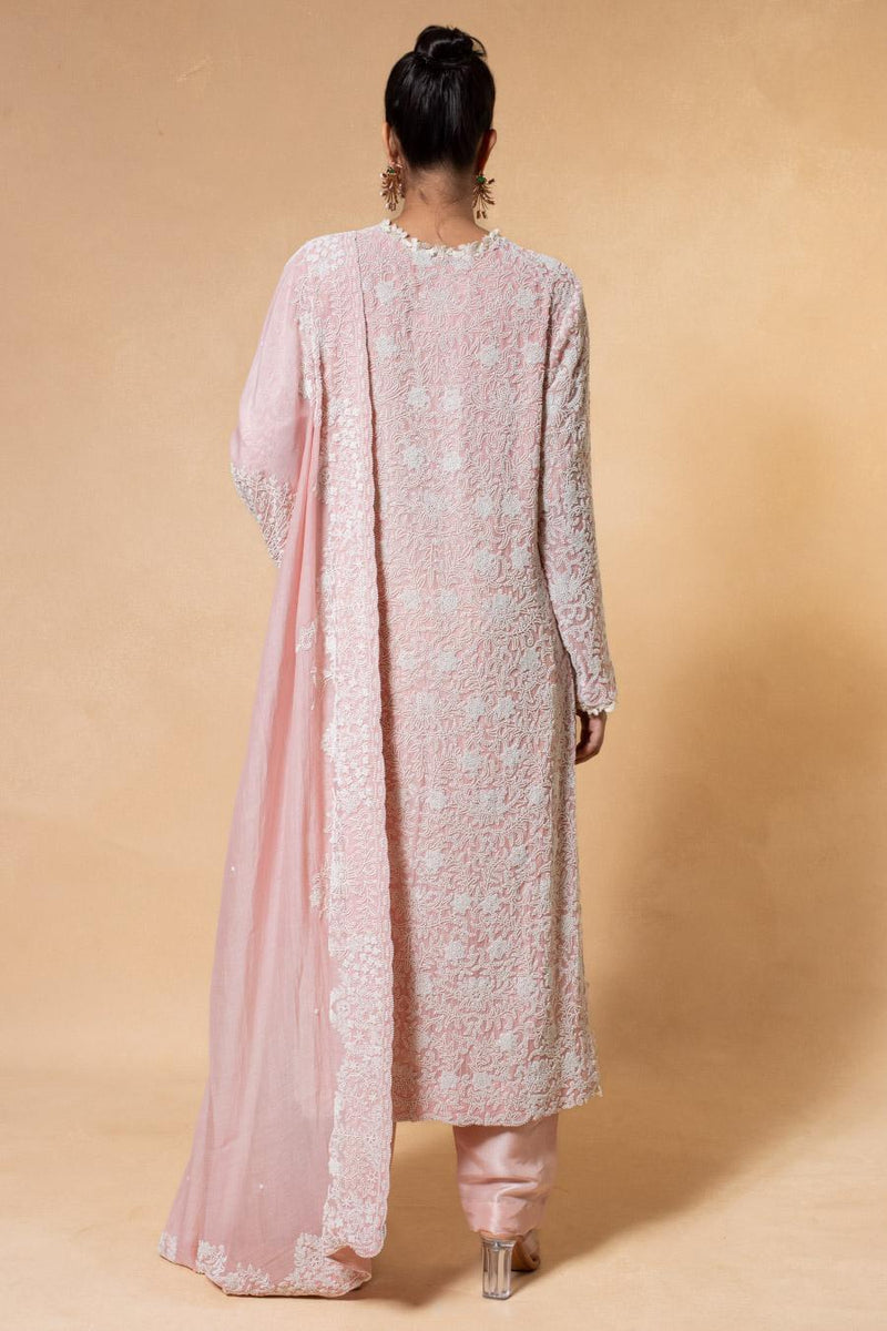 Anamika Khanna Blush Pink Hand Embroidered Kurta Set