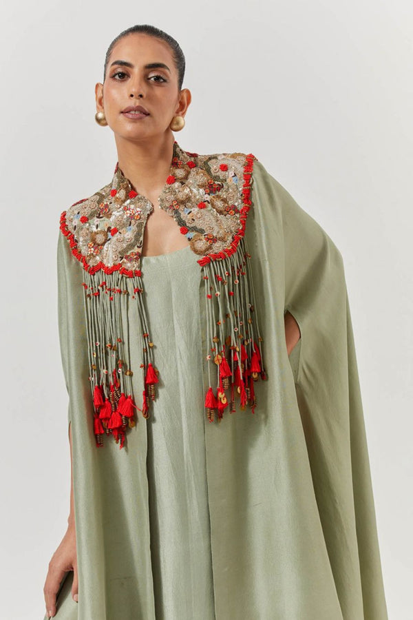 Anamika Khanna Jade Cape And Dress Set