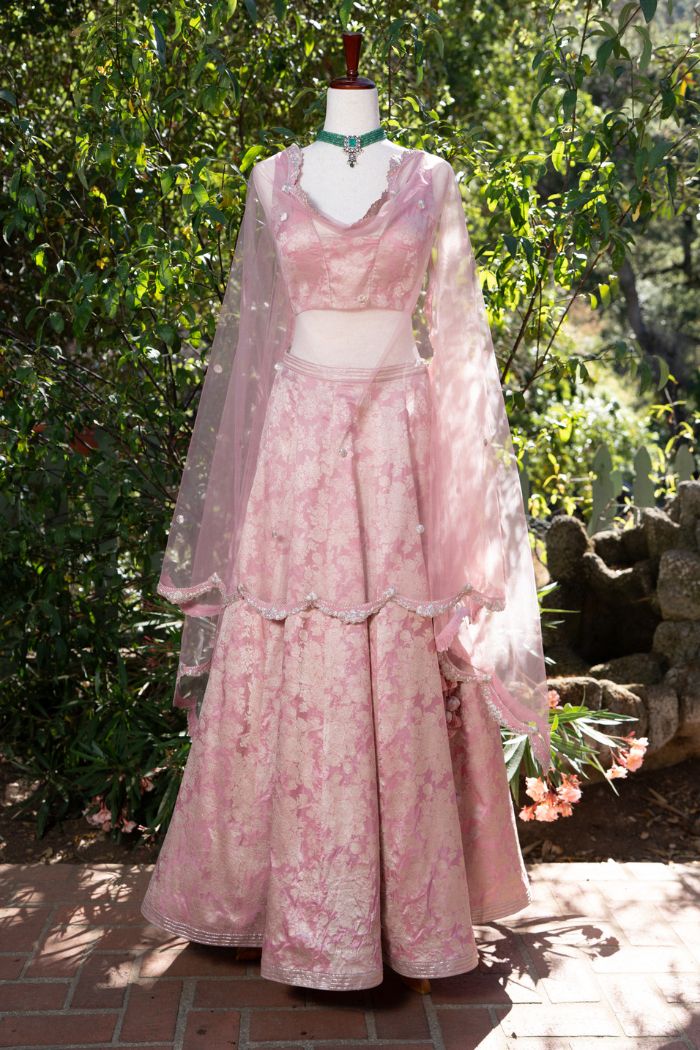Pink Benarasi Lehenga Set