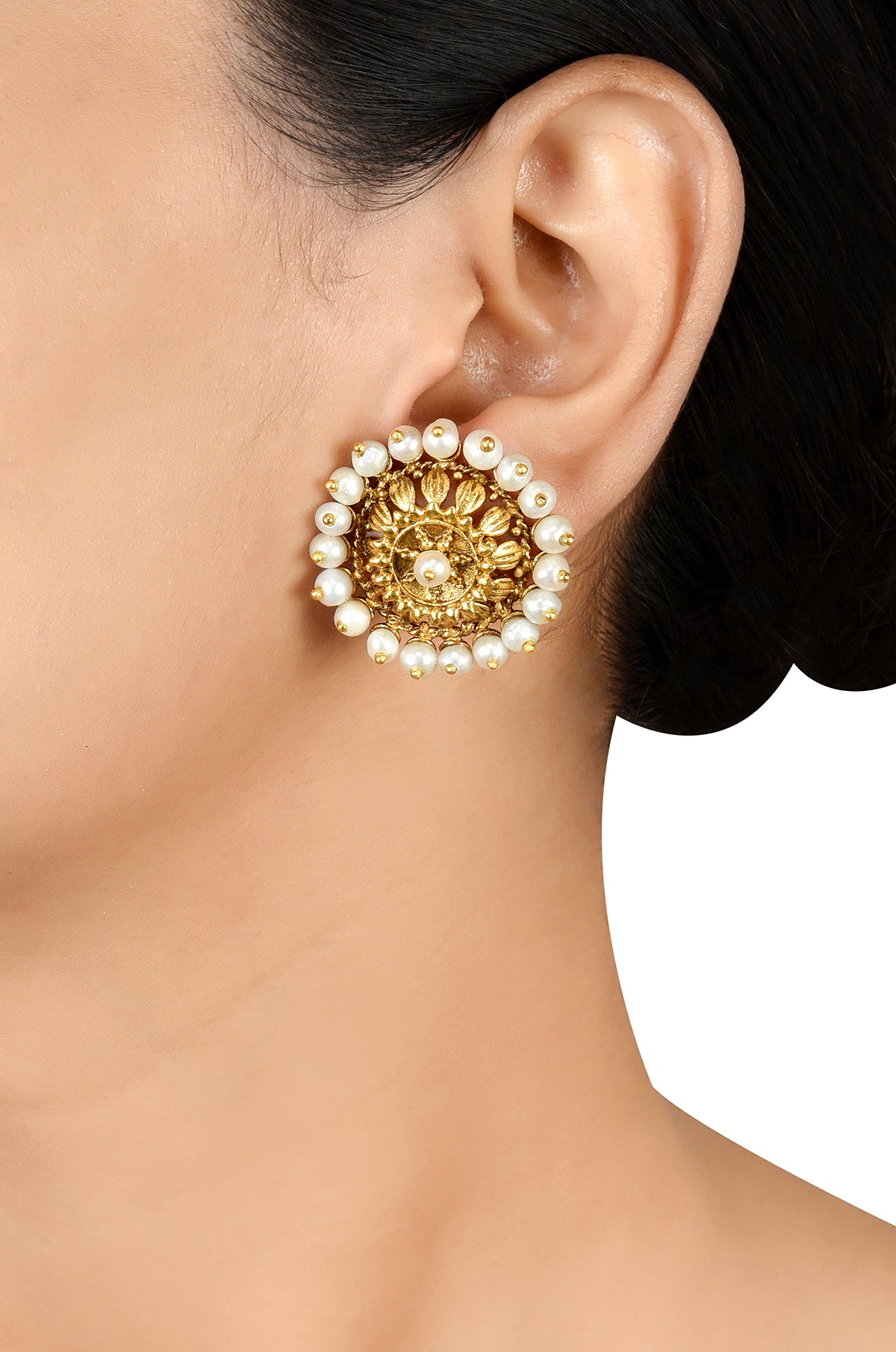 Silver Gold Plated Pearl Chakra Earstuds