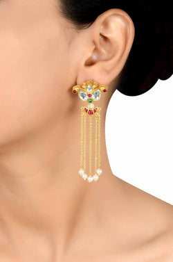 Uma Lotus Charm Pearl Drop Earrings