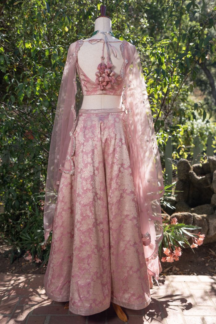Pink Benarasi Lehenga Set