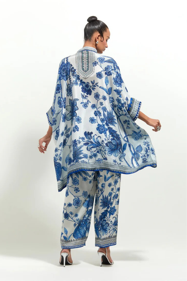 Rajdeep Ranawat Florence Chanel 36" White/Blue Tunic Set