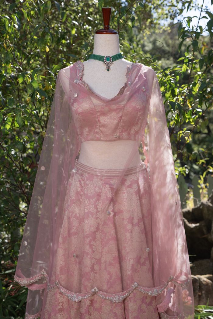 Pink Benarasi Lehenga Set