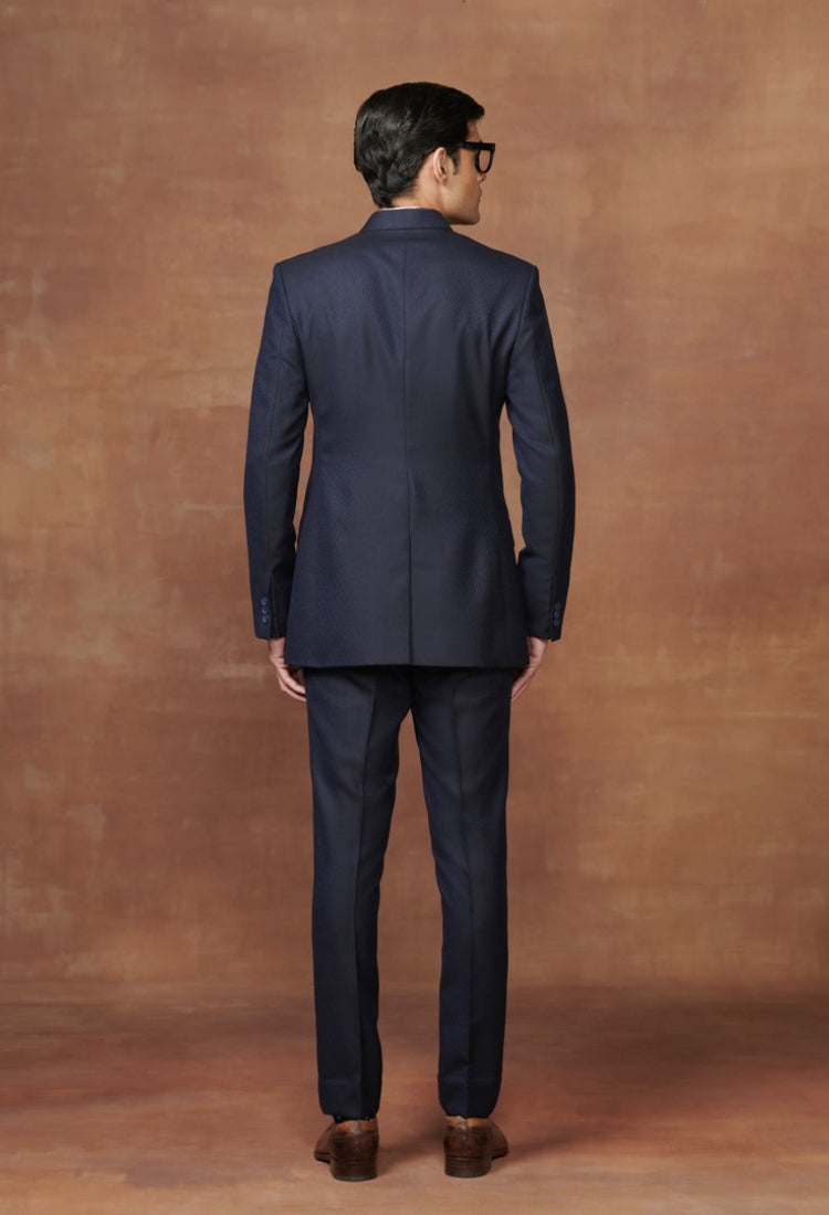 The Bespoke Navy Woolen Bandhgala Suit
