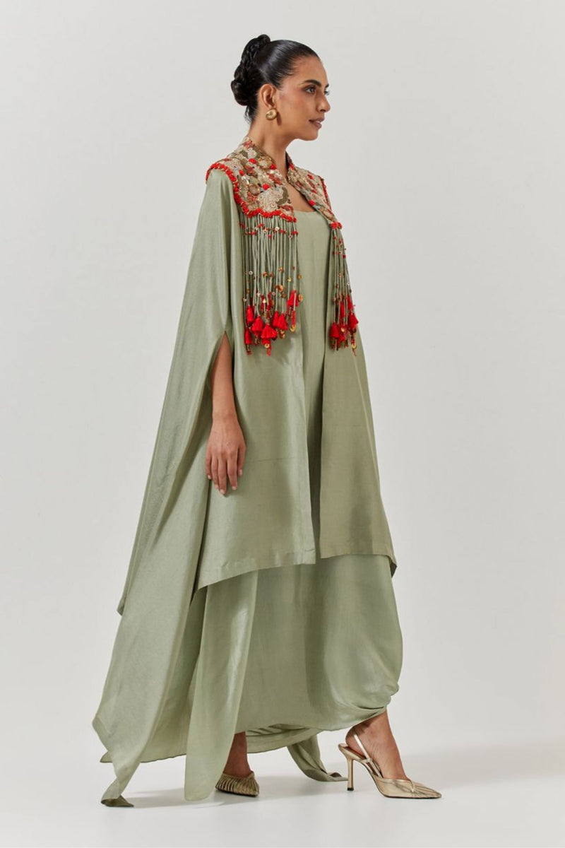 Anamika Khanna Jade Cape And Dress Set
